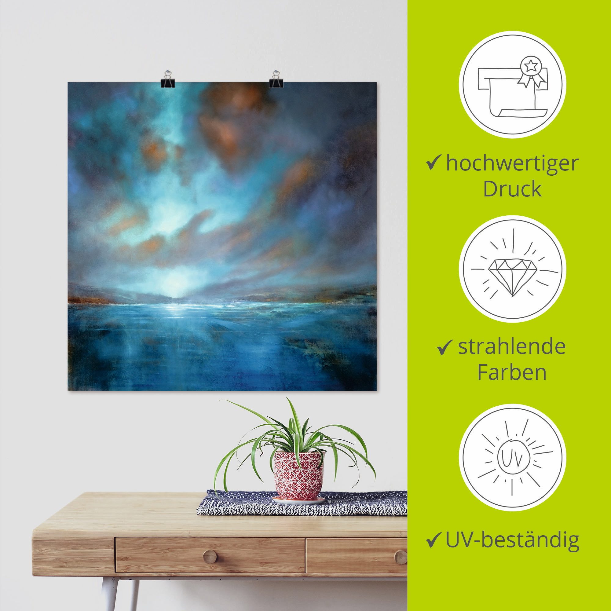 Artland Artprint Blauwe wijdte als artprint op linnen, poster in verschillende formaten maten