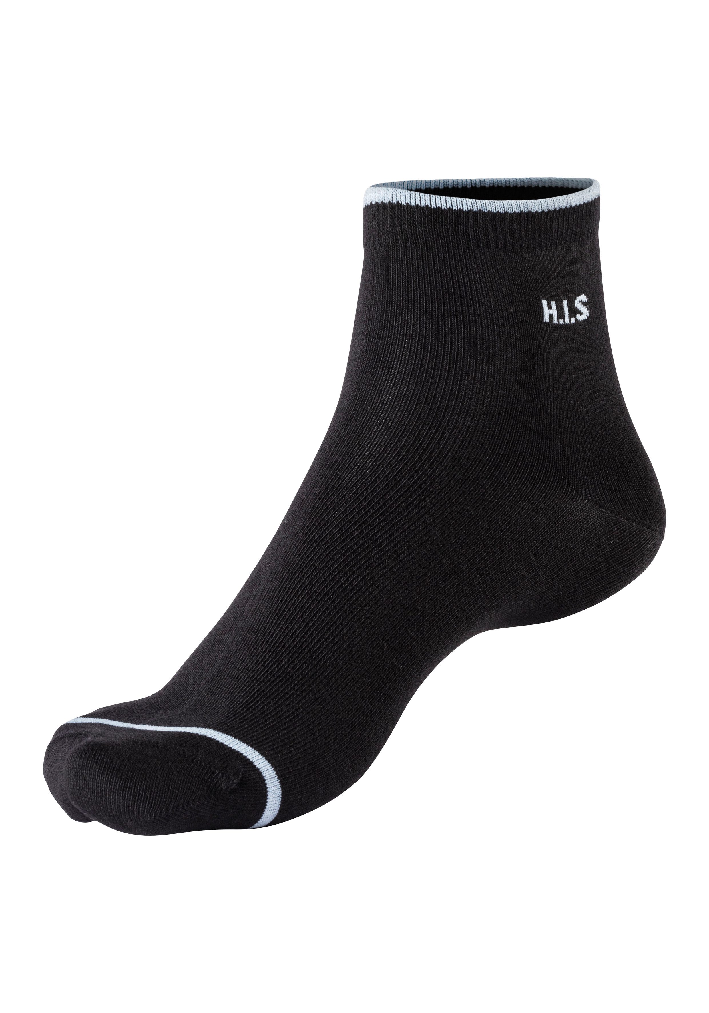 H.I.S Korte sokken met gekleurde boord (set, 7 paar)