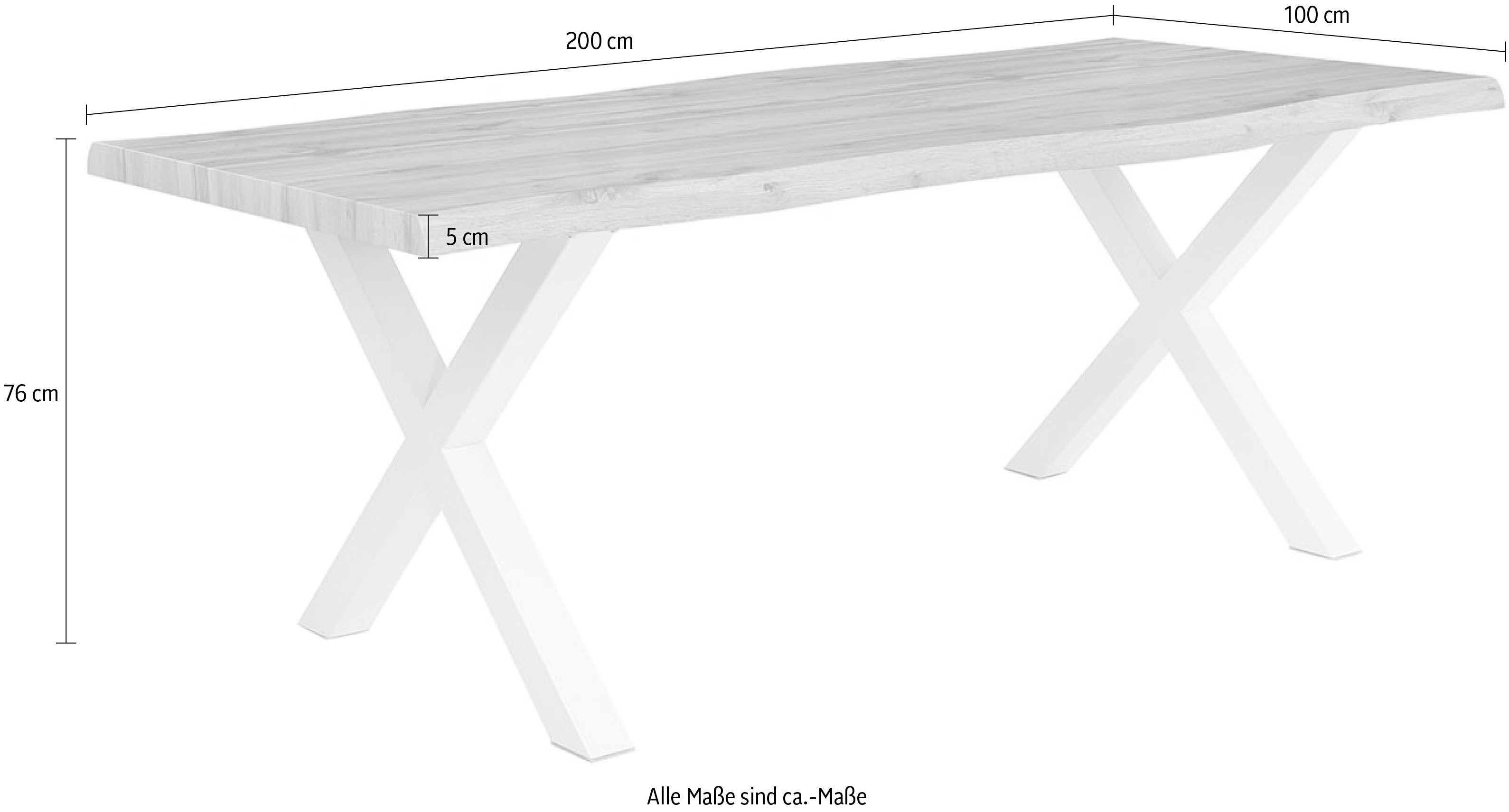 Jockenhöfer Gruppe Eettafel Wilson in boomrand-optiek, 200x100 cm, frame wit