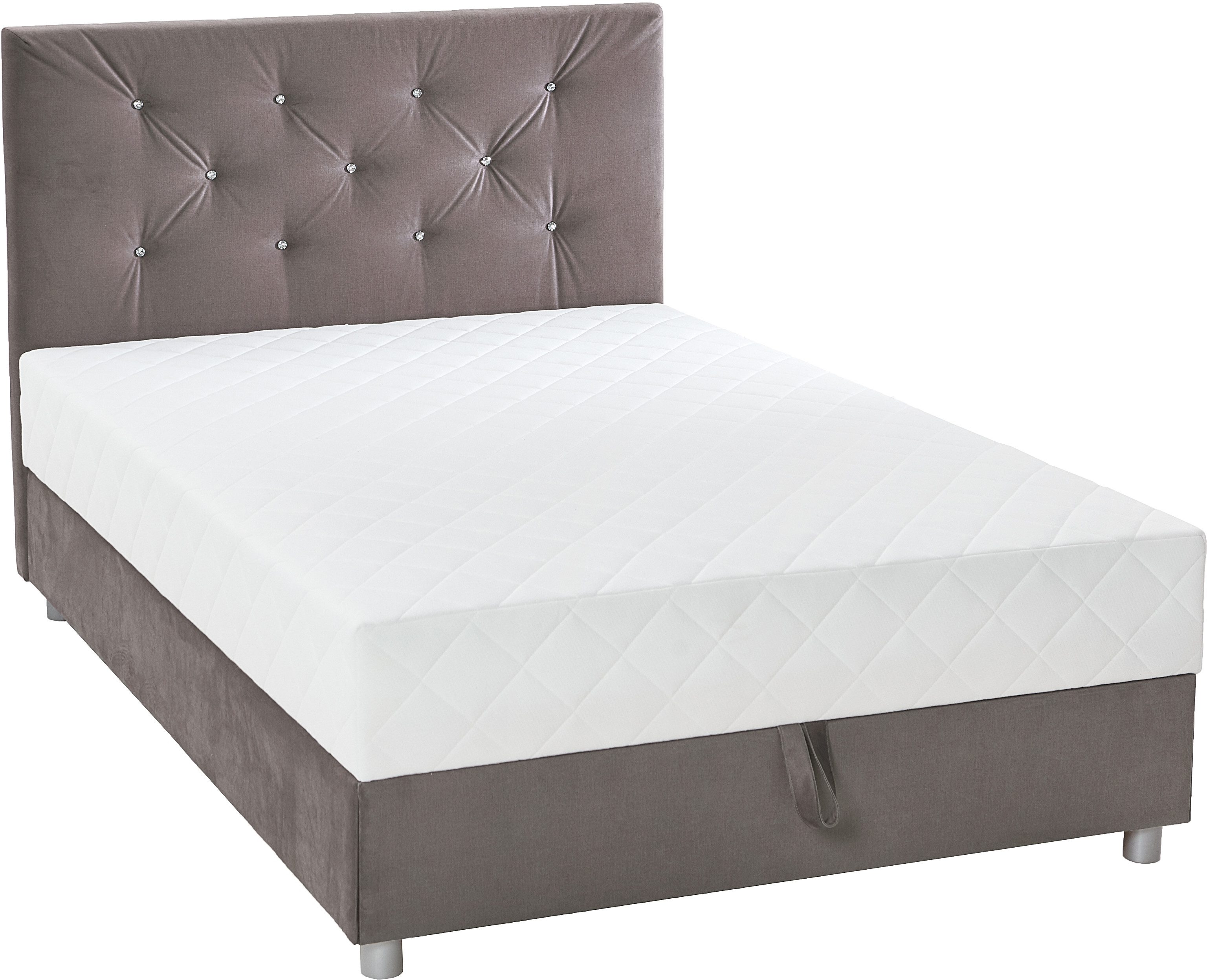 ATLANTIC home collection Boxspring CELIA in hoogwaardige fluweellook met pocketveringsmatras, bedkist en strassteentjes