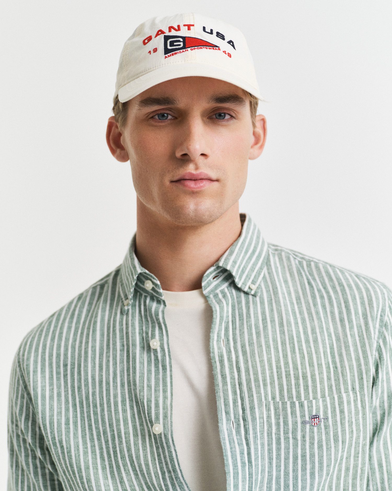 Gant Overhemd met lange mouwen REG COTTON LINEN STRIPE SHIRT