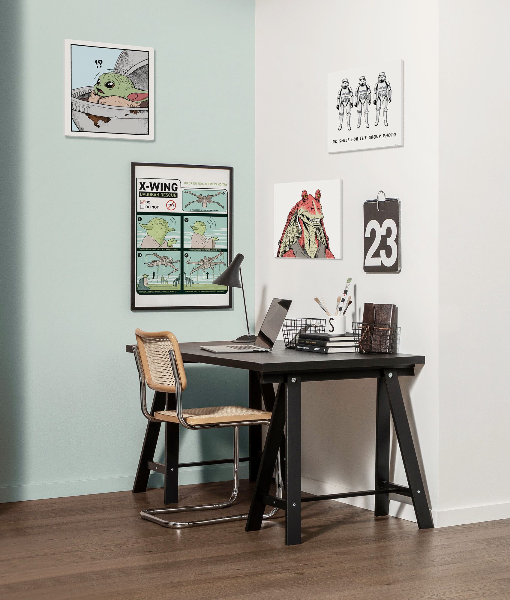 Komar Artprint op linnen Star Wars Stormtrooper Group Photo 40 x 50 cm (breedte x hoogte) - kinderkamer, decoratie (1 stuk) foto schilderijen bruin