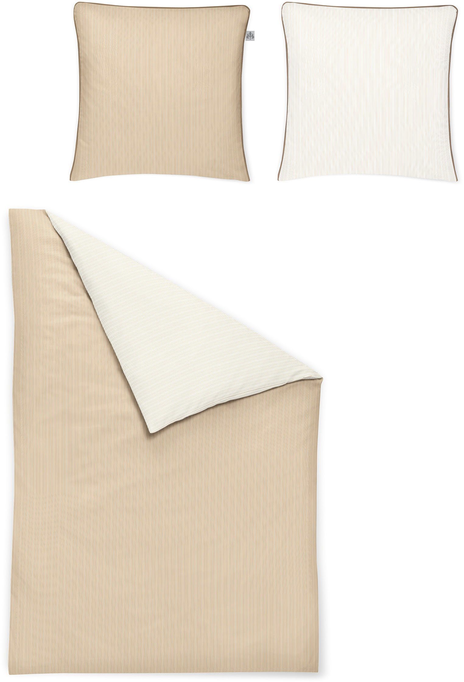 Irisette Omkeerbaar beddengoed LINEA Hoogwaardige premium beddengoed (2-delig) dekbedovertrekken beige