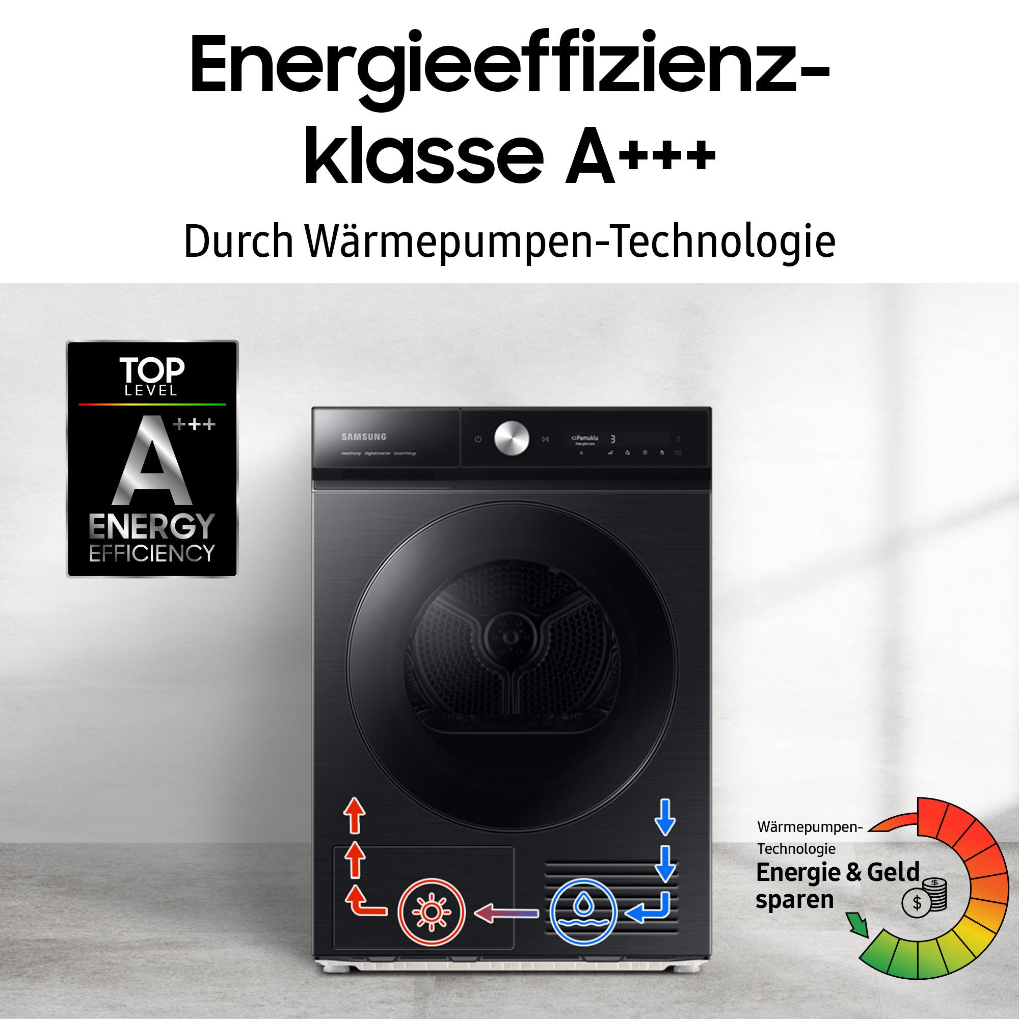 Samsung Warmtepompdroger DV80T6220LX/S2, 8 kg, Kreukbescherming