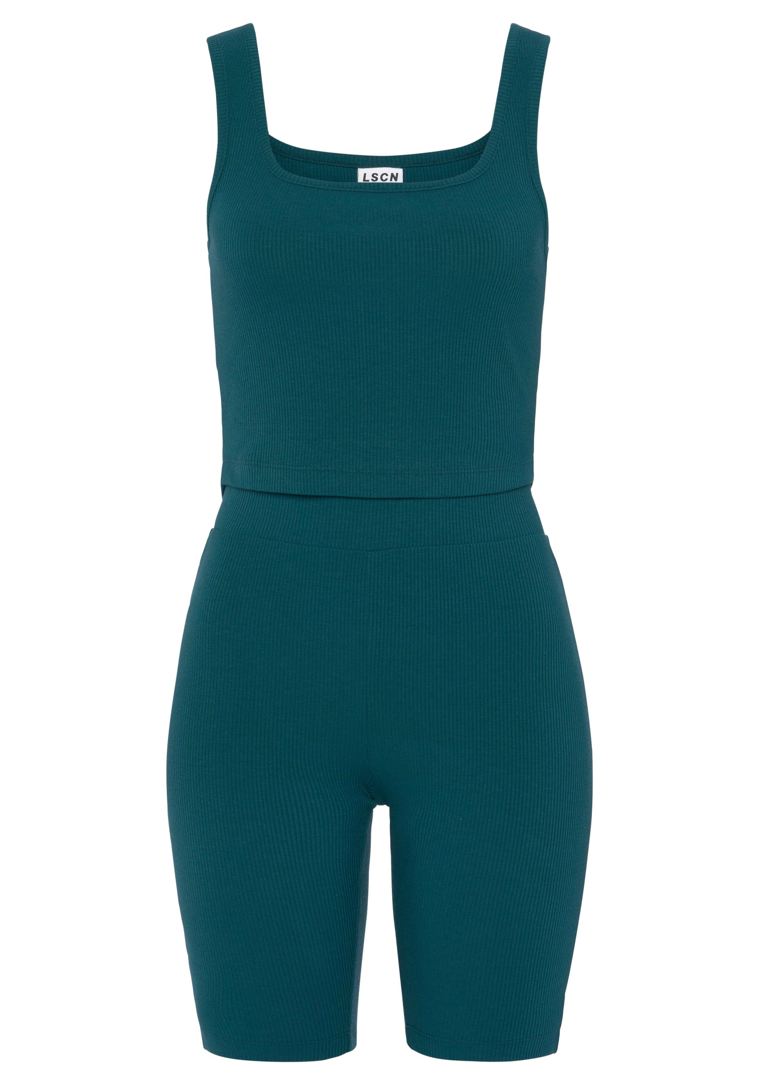 Lascana Shortama bestaat uit top en shorts van ribmateriaal, homewear-set