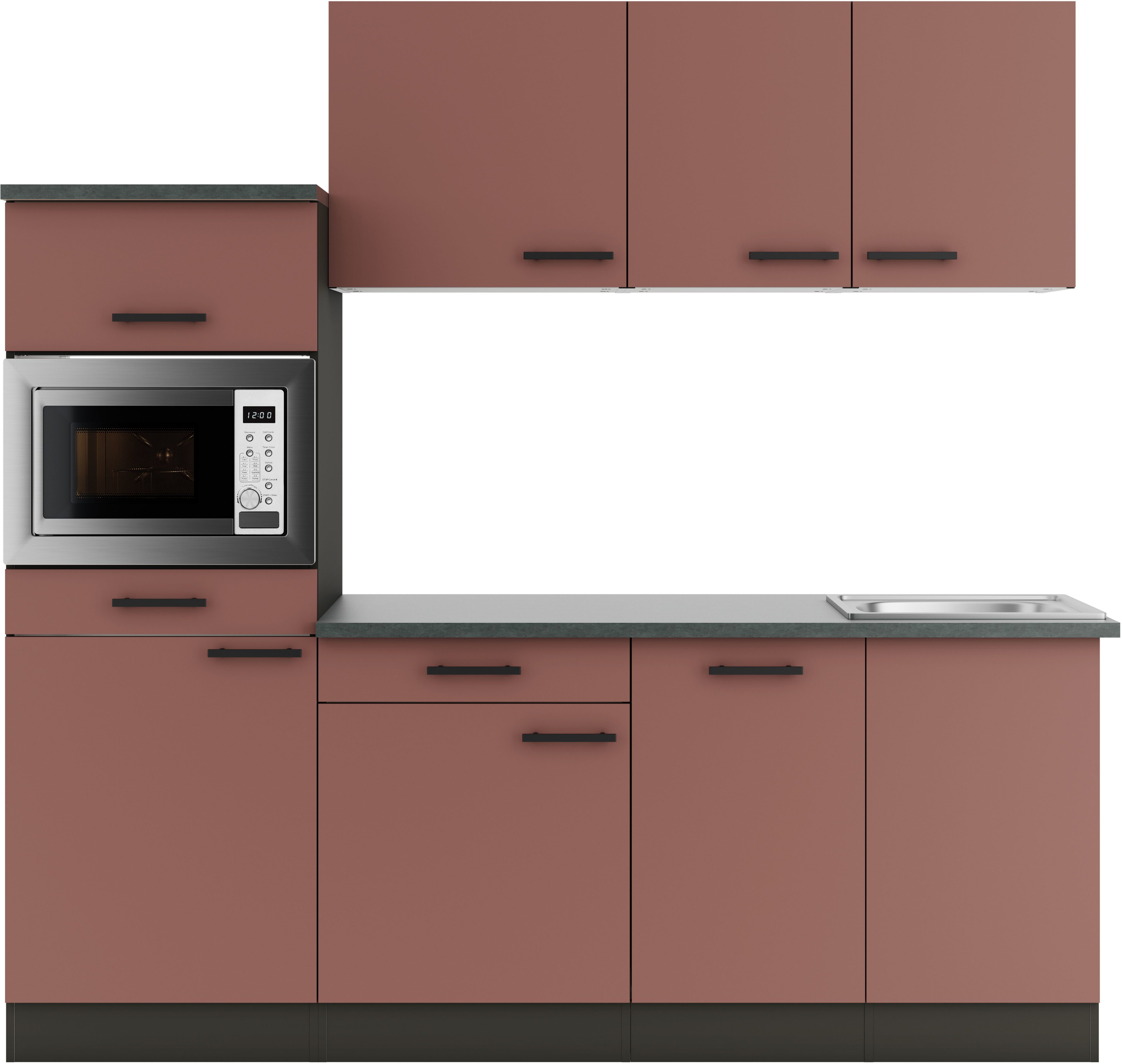 OPTIFIT Keukenblok Palma Breedte 210 cm, optioneel met elektrische apparaten, spiegelbeeld op te stellen