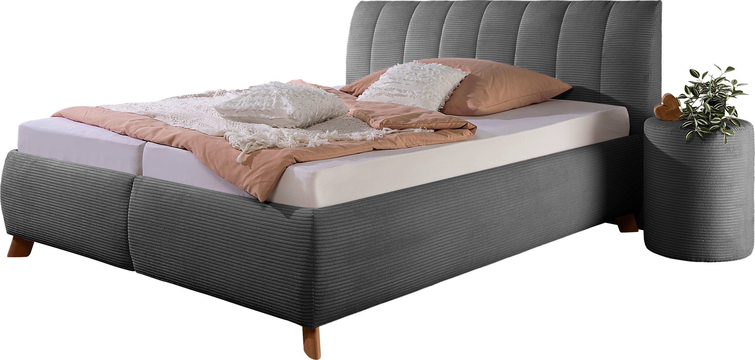 Maintal Gestoffeerd bed Hügeldorf inclusief bedlade, verkrijgbaar in h2, h3 & h4, van cord bekleding