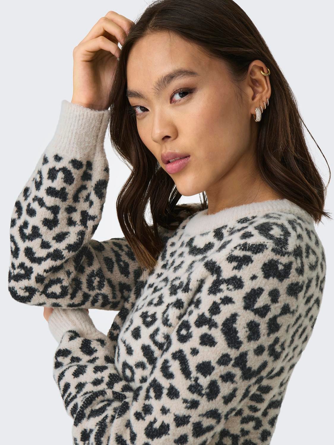 JDY Gebreide trui JDYLORRAINE ANIMAL L/S PULLOVER KNT NOOS