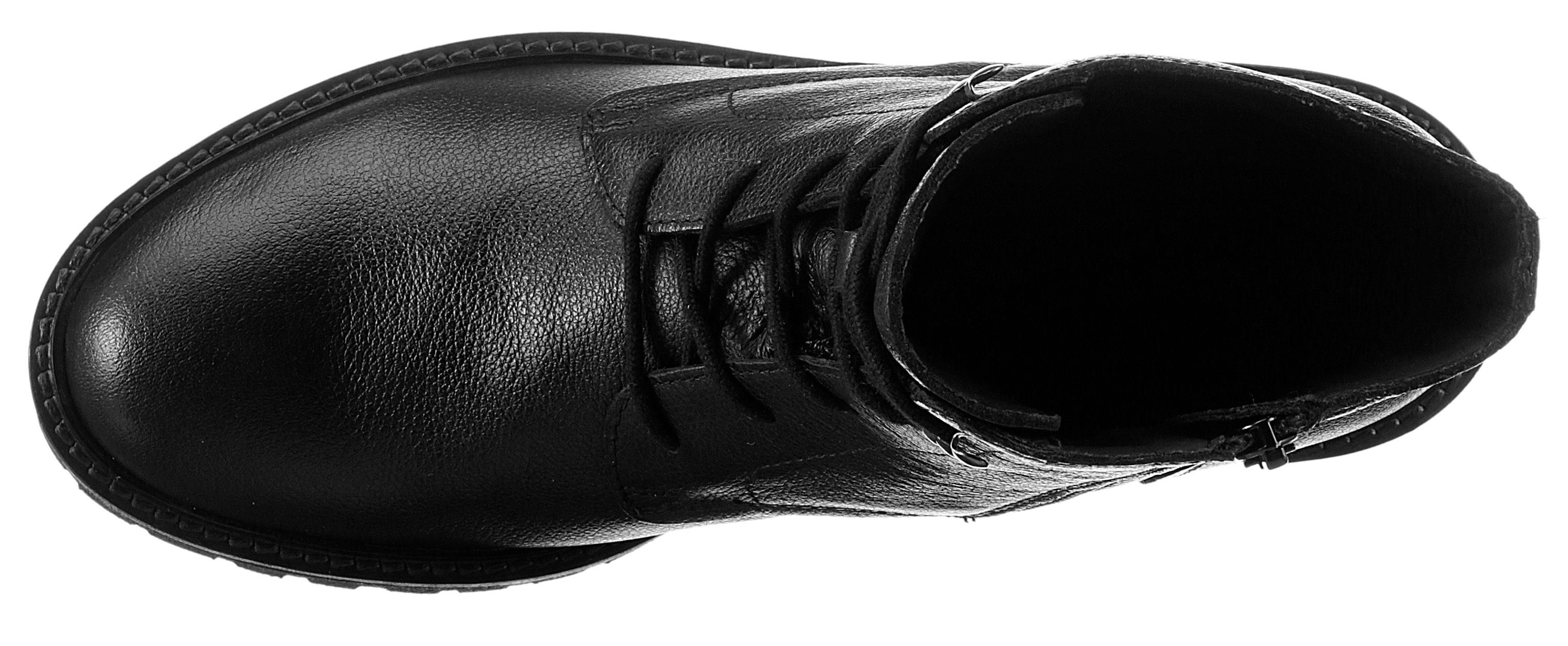 Geox Veterlaarsjes D HOARA blokhak, veterschoenen met binnenrits