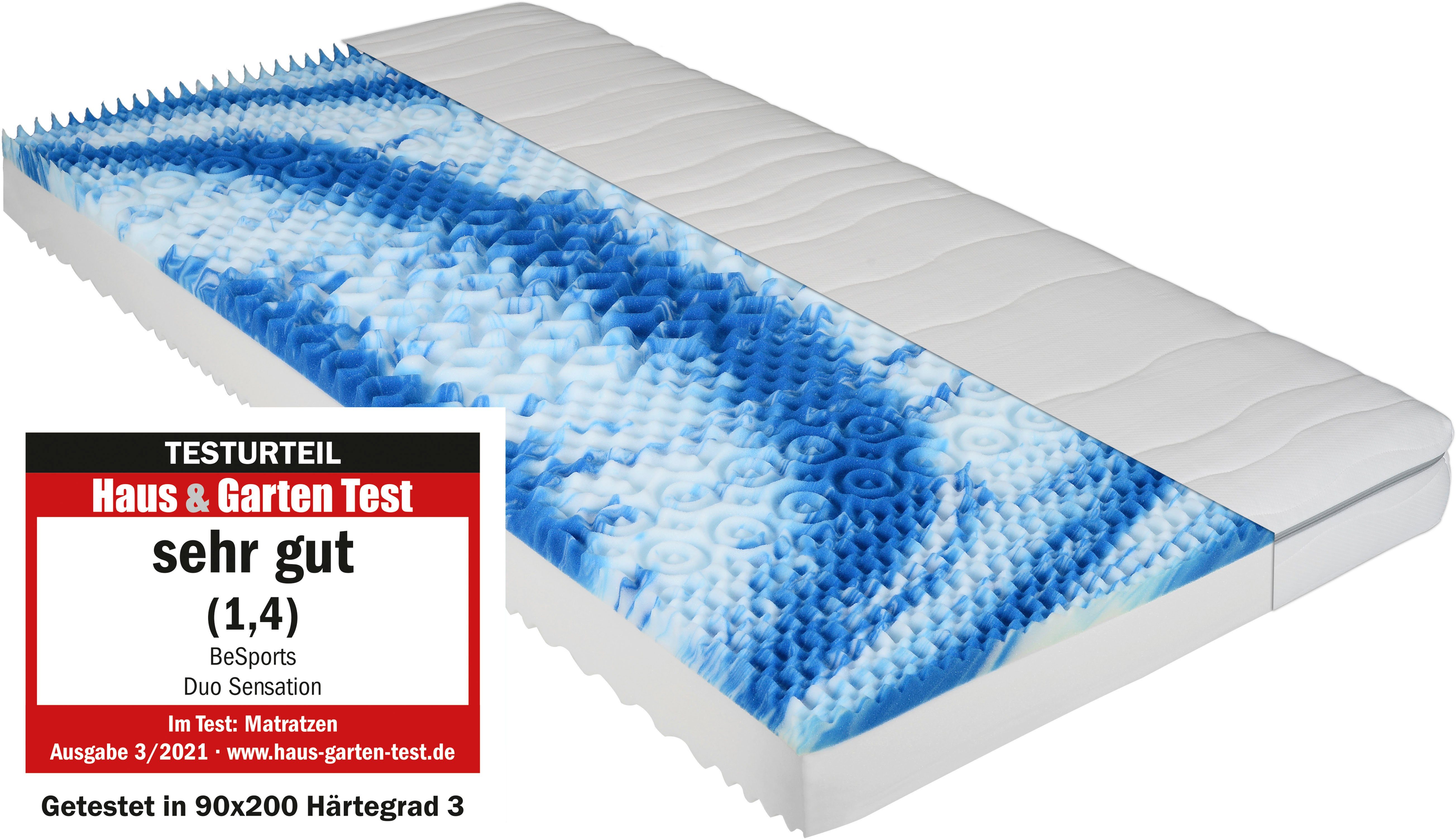 BeSports Comfortschuimmatras Duo Sensation Matras in 90x200 cm en andere afm., tweezijdig te...