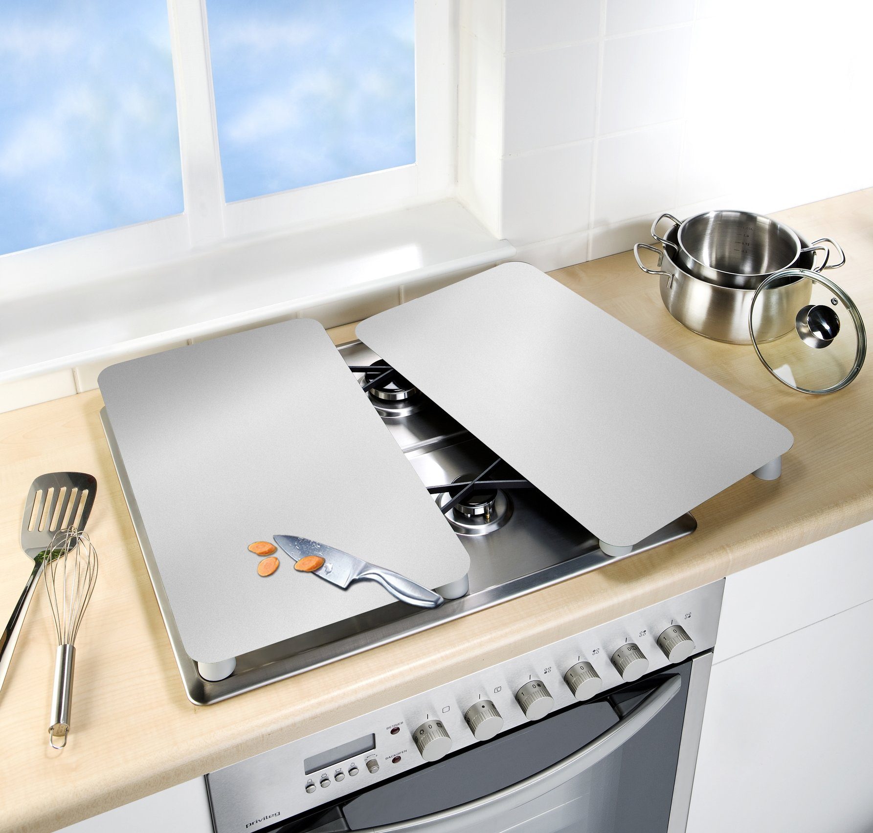 WENKO Kookplaatdeksel Universal Model Silber (set, 2-delig)