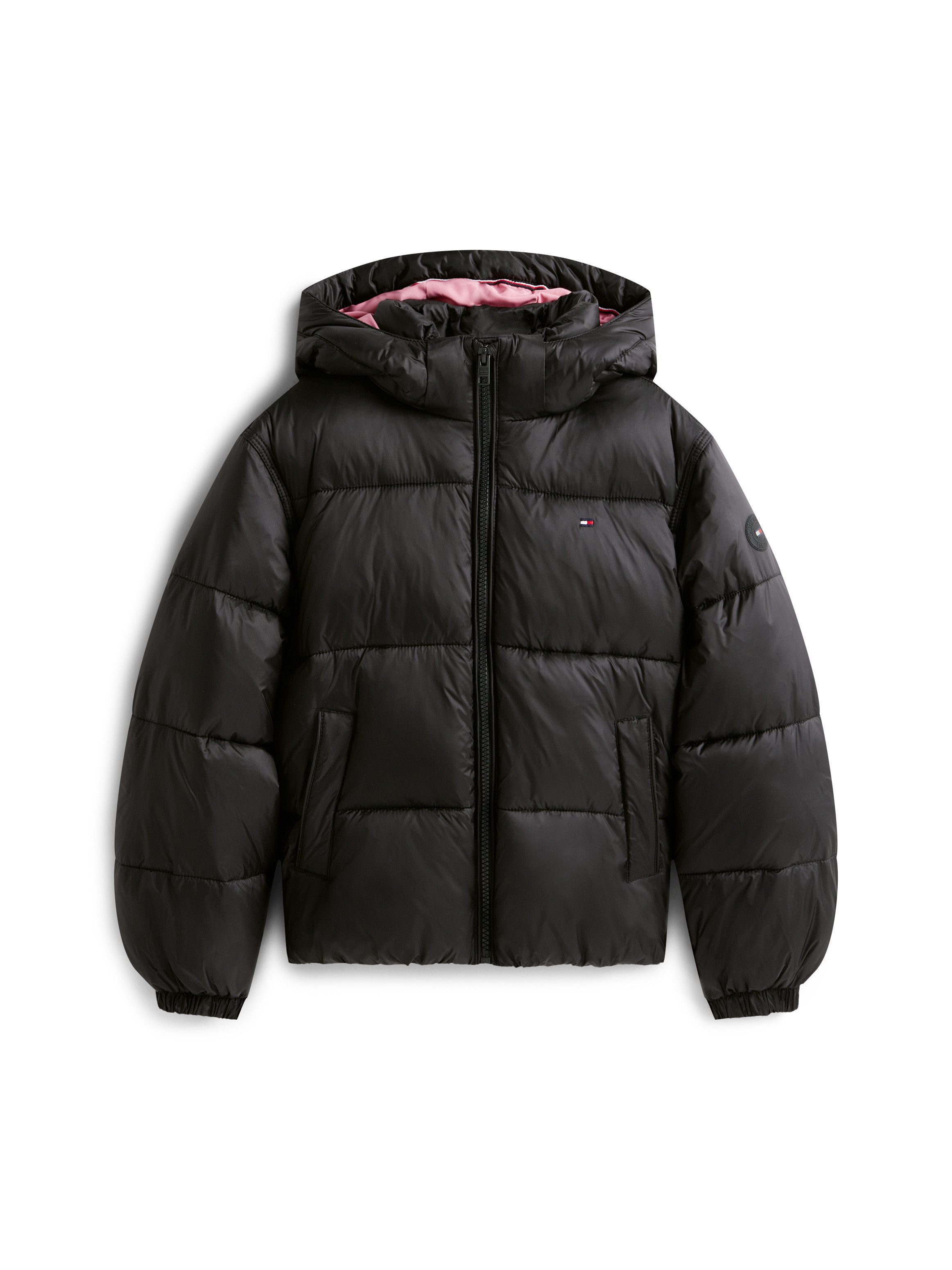 Tommy Hilfiger Gewatteerde jas HOODED SHINY PUFFER JACKET