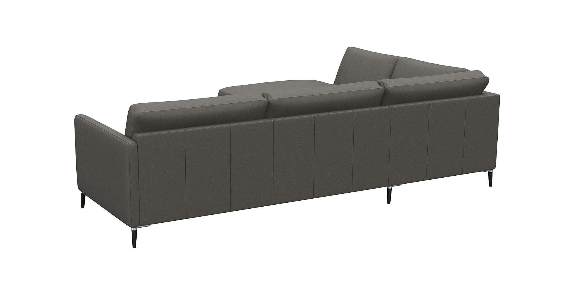 FLEXLUX Hoekbank Fiore, L-vorm smalle armleuningen, koudschuim, poten aluminium + zwart