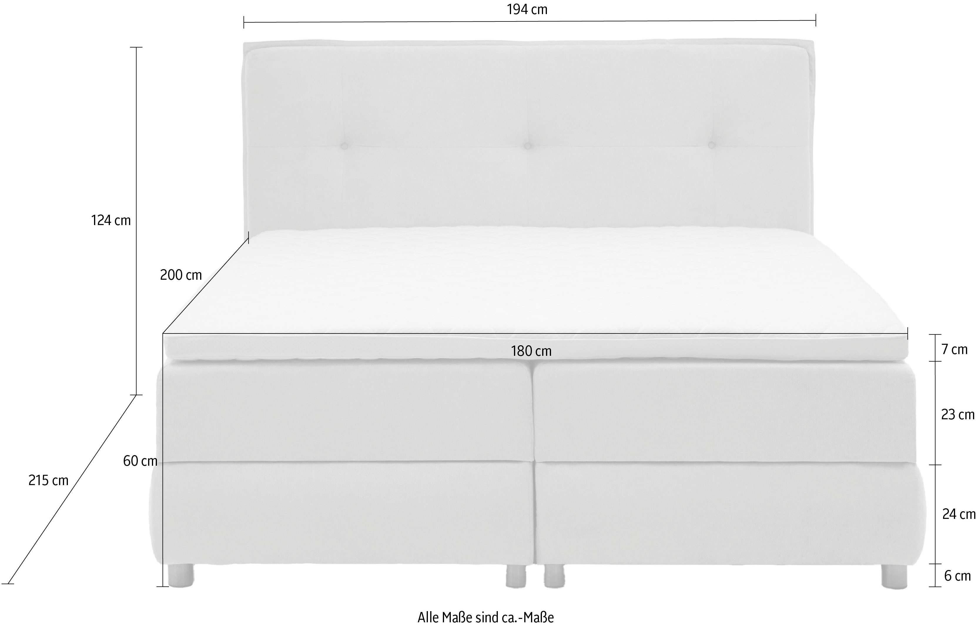 ATLANTIC home collection Boxspring Tilo met pocketveringsmatras, met bedkist en topmatras