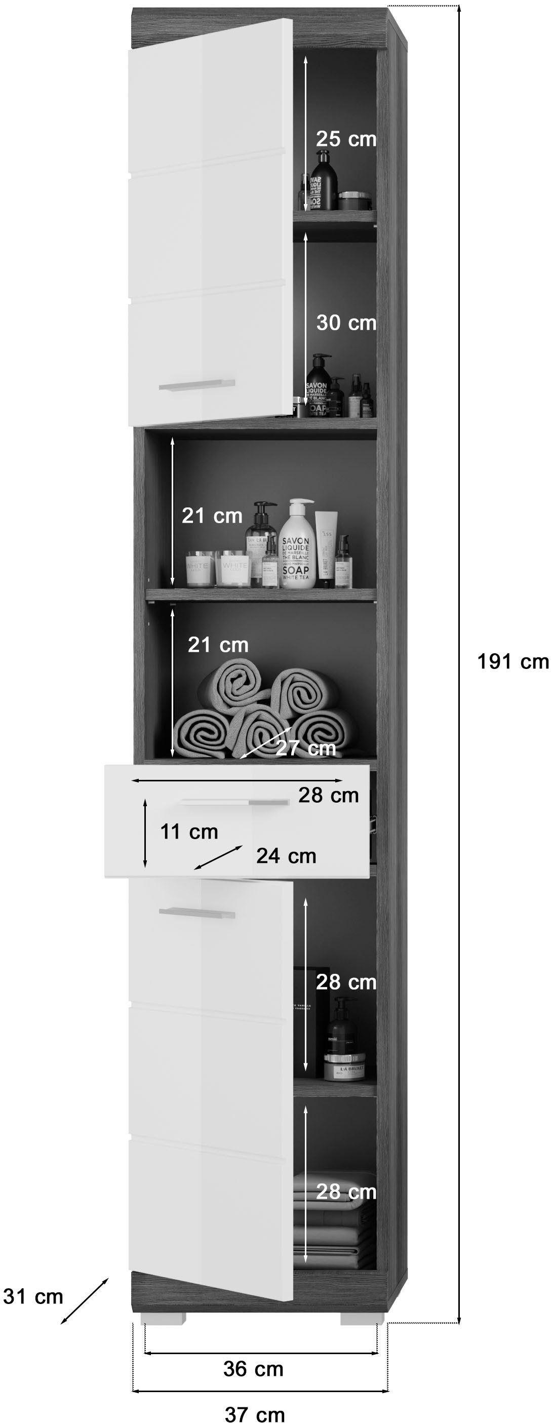 INOSIGN Badkamerserie Siena, 5-delig, inclusief LED-verlichting, bestaande uit: (set, 5-delig)