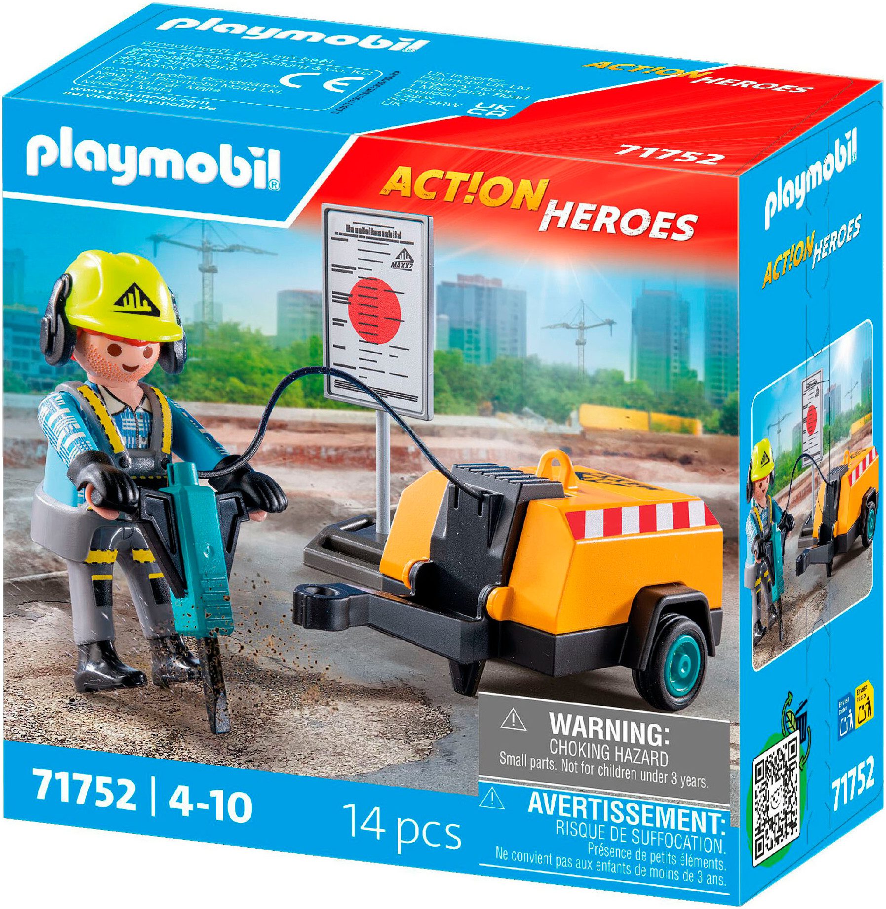 Playmobil® Constructie-speelset Bauarbeiter mit Meißel (71752), Playmobil Action Heroes (14-delig)