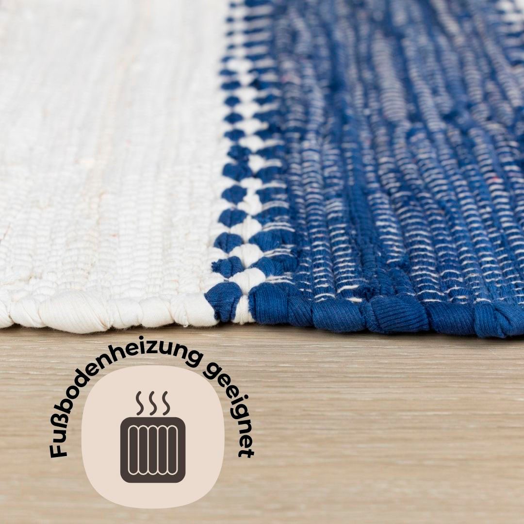 my home Vloerkleed Benja Handgeweven tapijt, gestreept, 90% katoen, handgeweven, met franjes