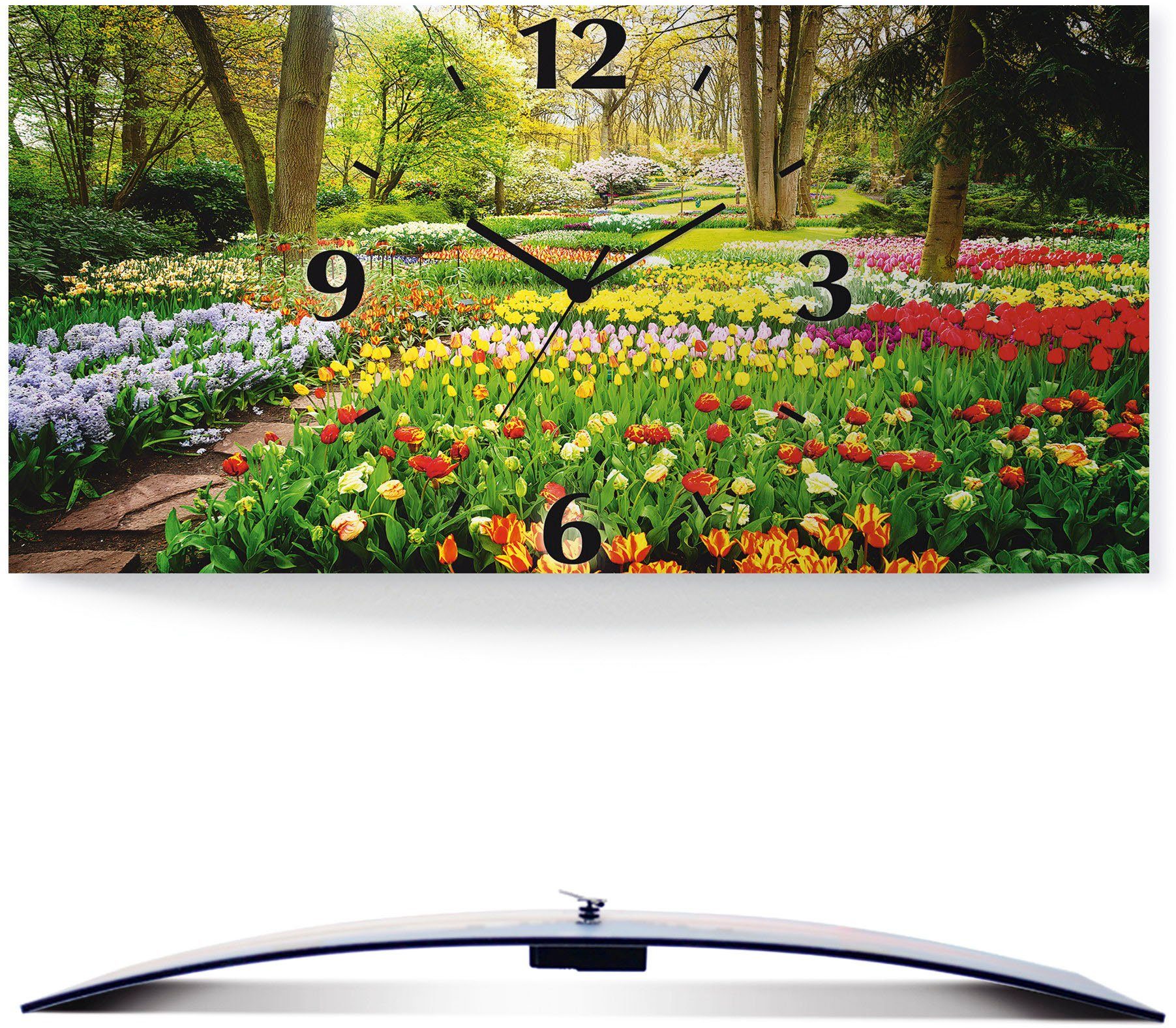 Artland Wandklok Tulpen tuin voorjaar 3d-look geschulpt, met kwarts- of radiografisch uurwerk, verschillende maten klokken & wekkers multicolor