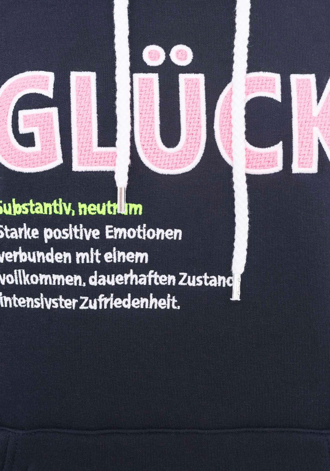 Zwillingsherz Hoodie Geluk met tekst geluk en kangoeroezakken