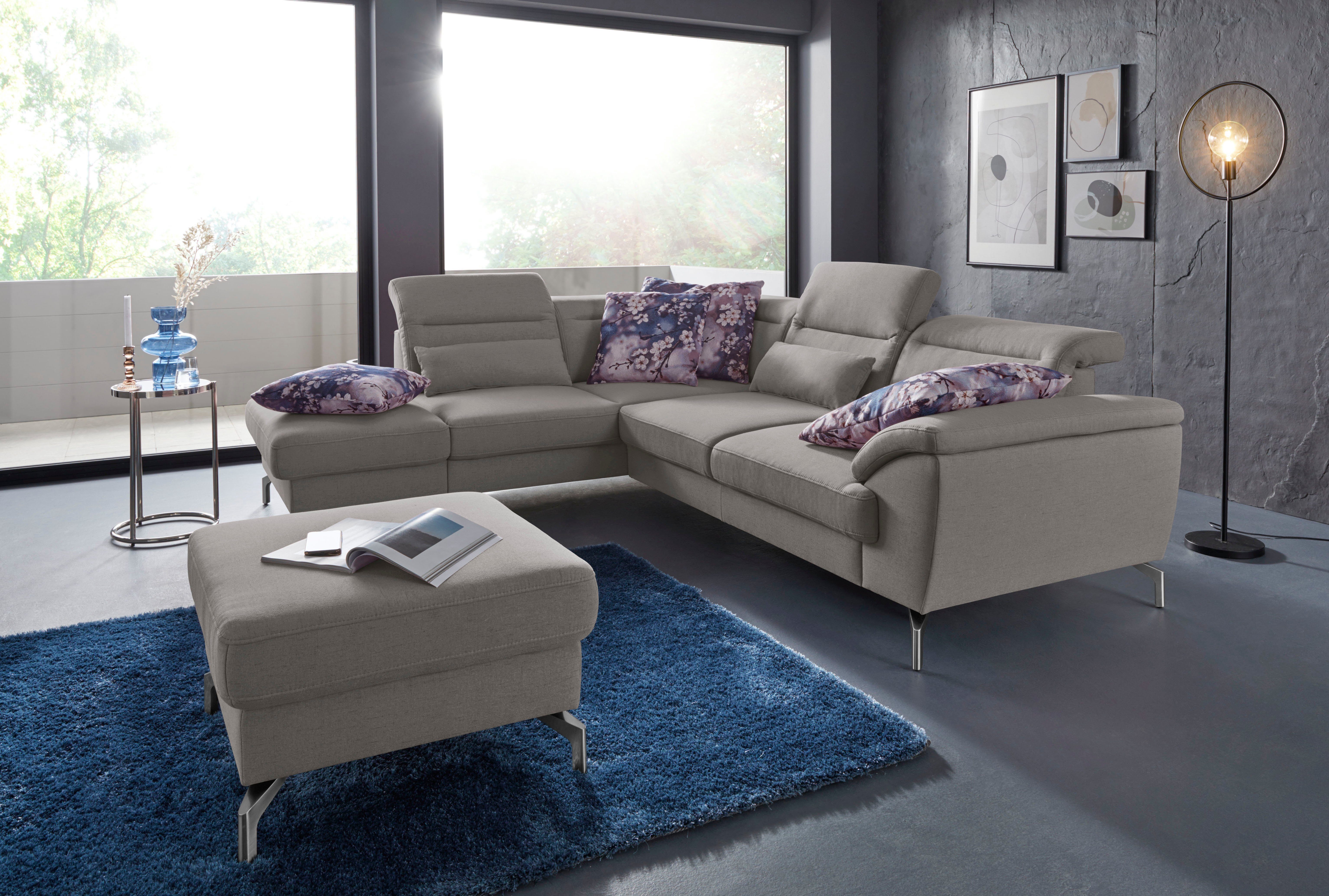 sit&more Hoekbank Percy L-vorm 15 cm poothoogte, zitdiepteverstelling, naar keuze in 2 pootkleuren