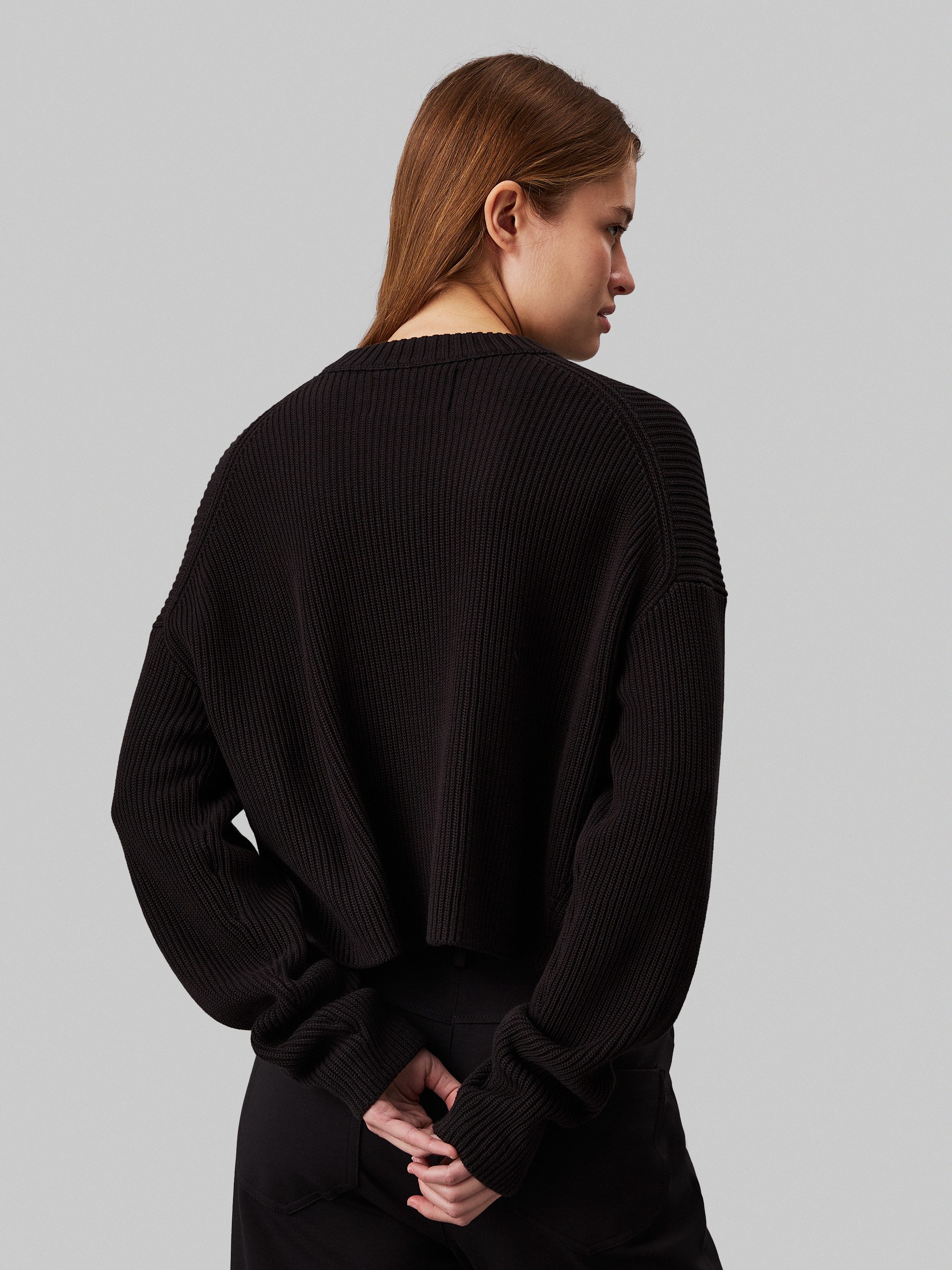 Calvin Klein Trui met staande kraag LOGO INTARSIA REGULAR SWEATER