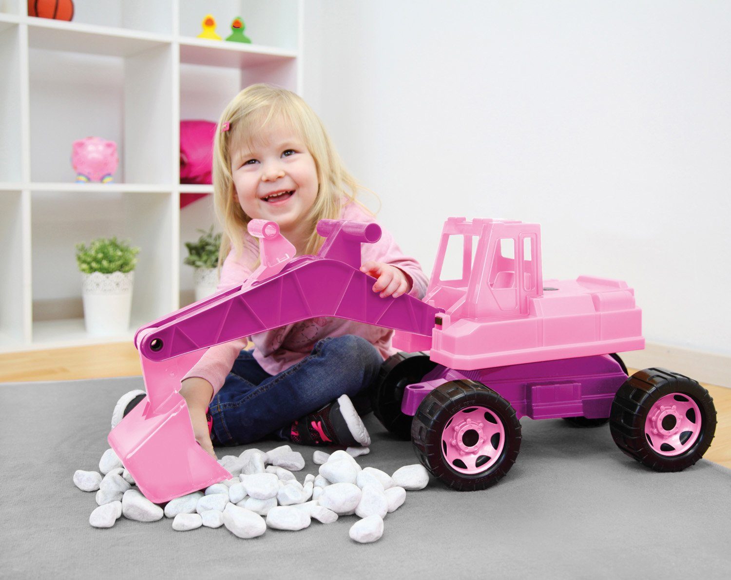 Lena® Speelgoed-zitgraafmachine Giga Trucks, roze