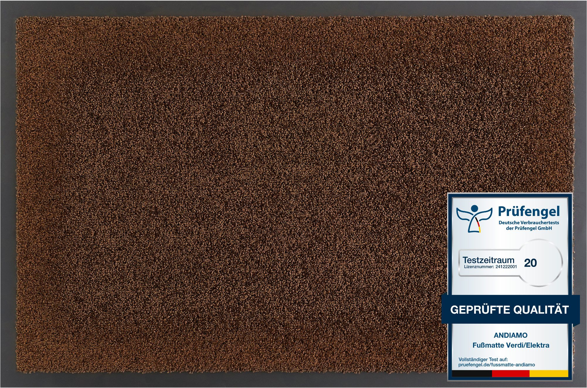 Andiamo Mat Verdi, Made in Netherlands Inloopmat, ook voor overdekte buitenruimtes, wasbaar deurmatten maat 80 cm x 120 cm x 6 mm bruin