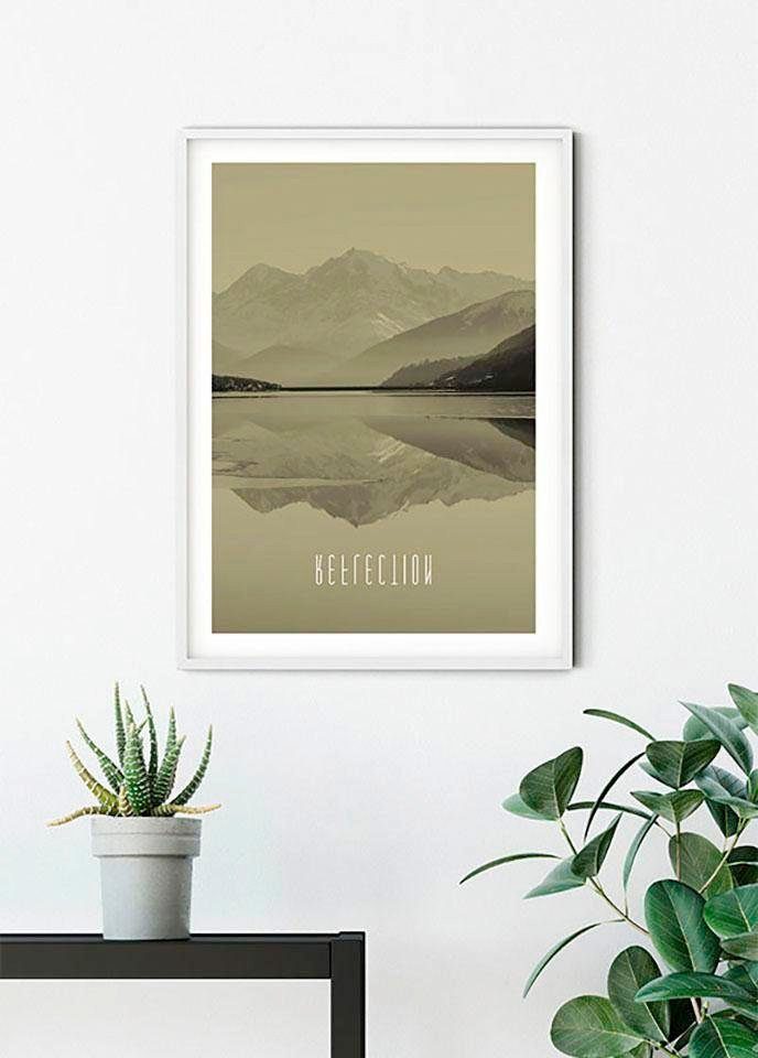 Komar Wanddecoratie Word Lake Reflection zandkleur (1 stuk)