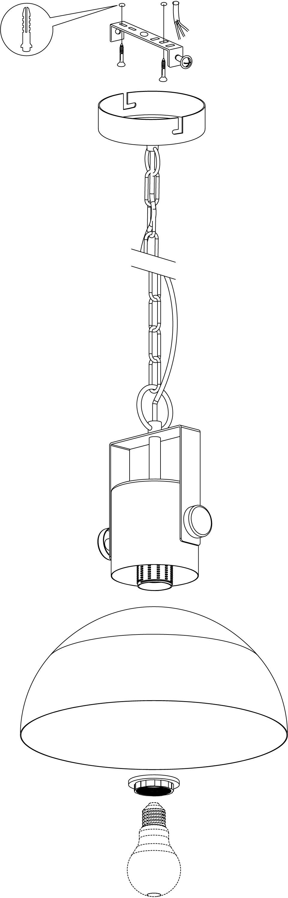 EGLO Hanglamp LUBENHAM 1 Vintage hanglamp, retro hanglamp, nikkel mat, crème, E27