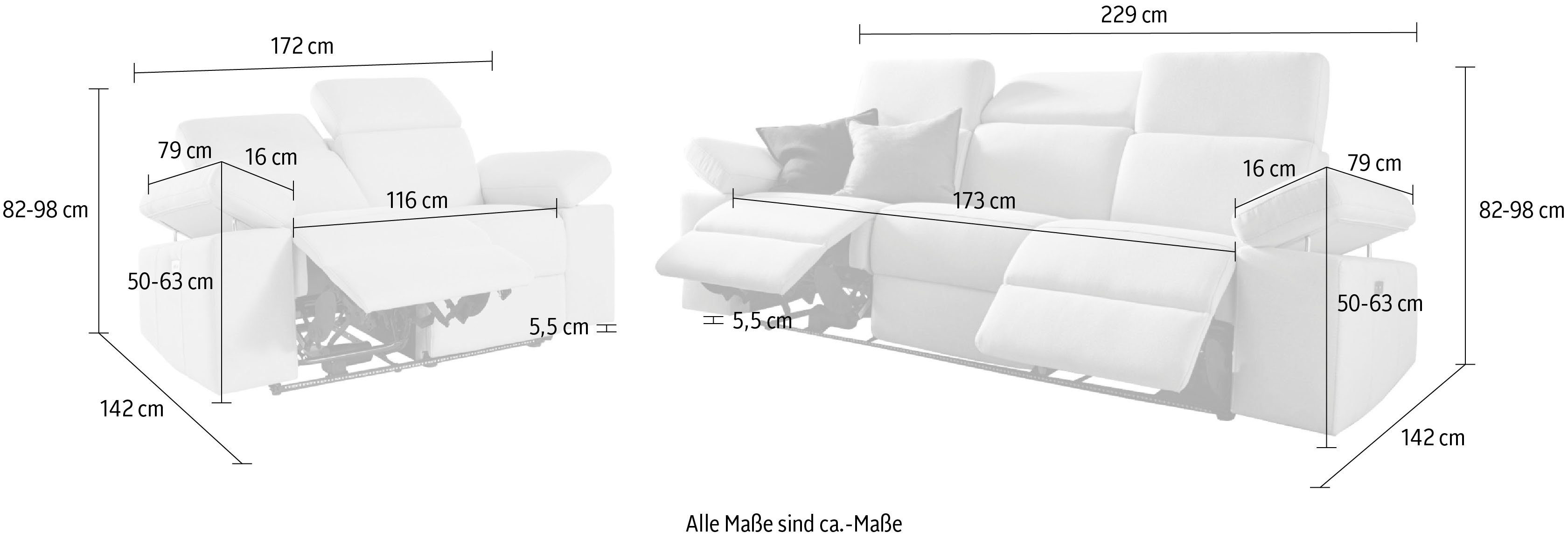 Places of Style Zithoek Kilado met relaxfunctie, verstelbare armleuning, verstelbare hoofdsteun