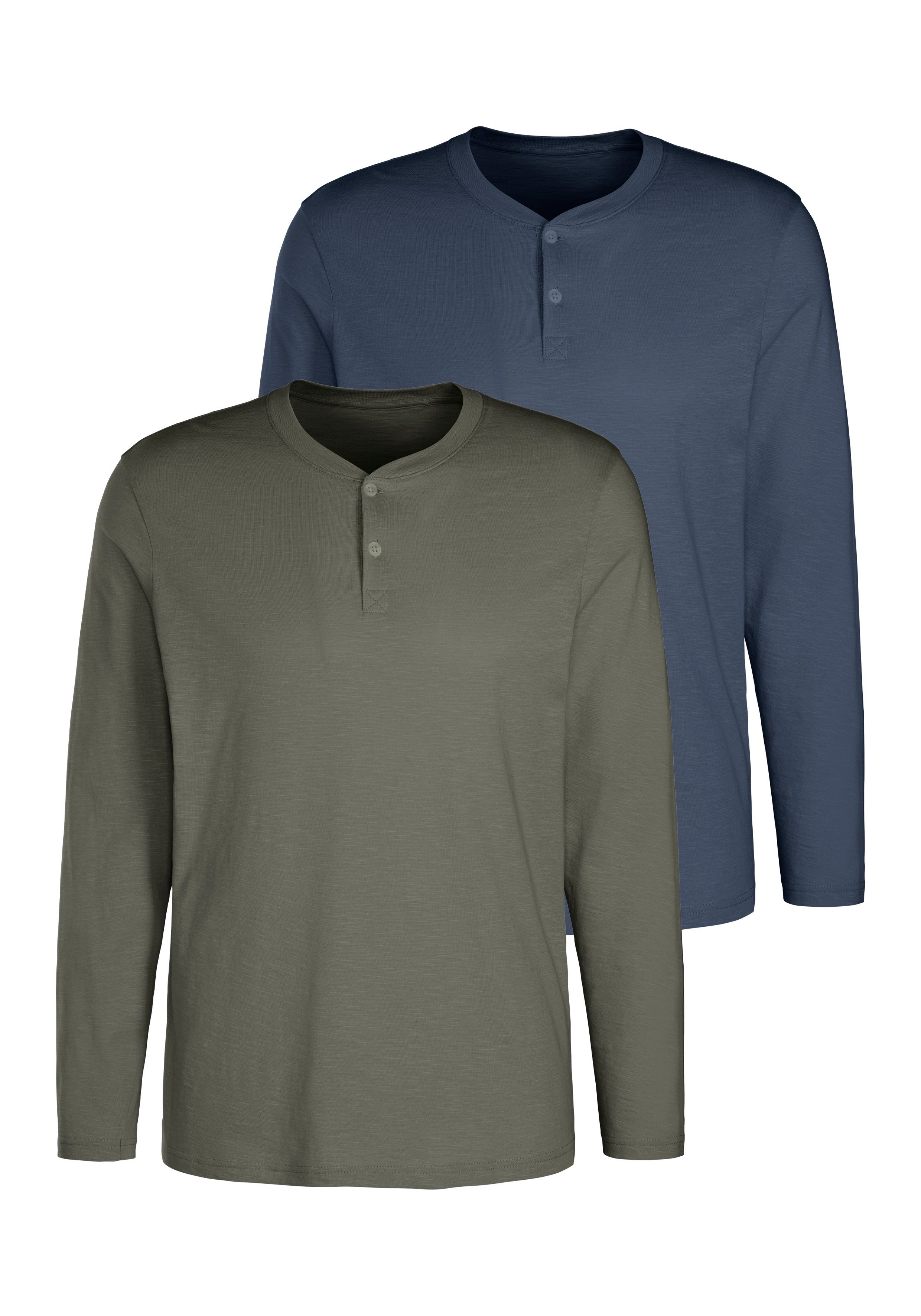 H.I.S Shirt met lange mouwen Shirt met knoopsluiting van gestructureerde katoenkwaliteit (set, 2-delig)