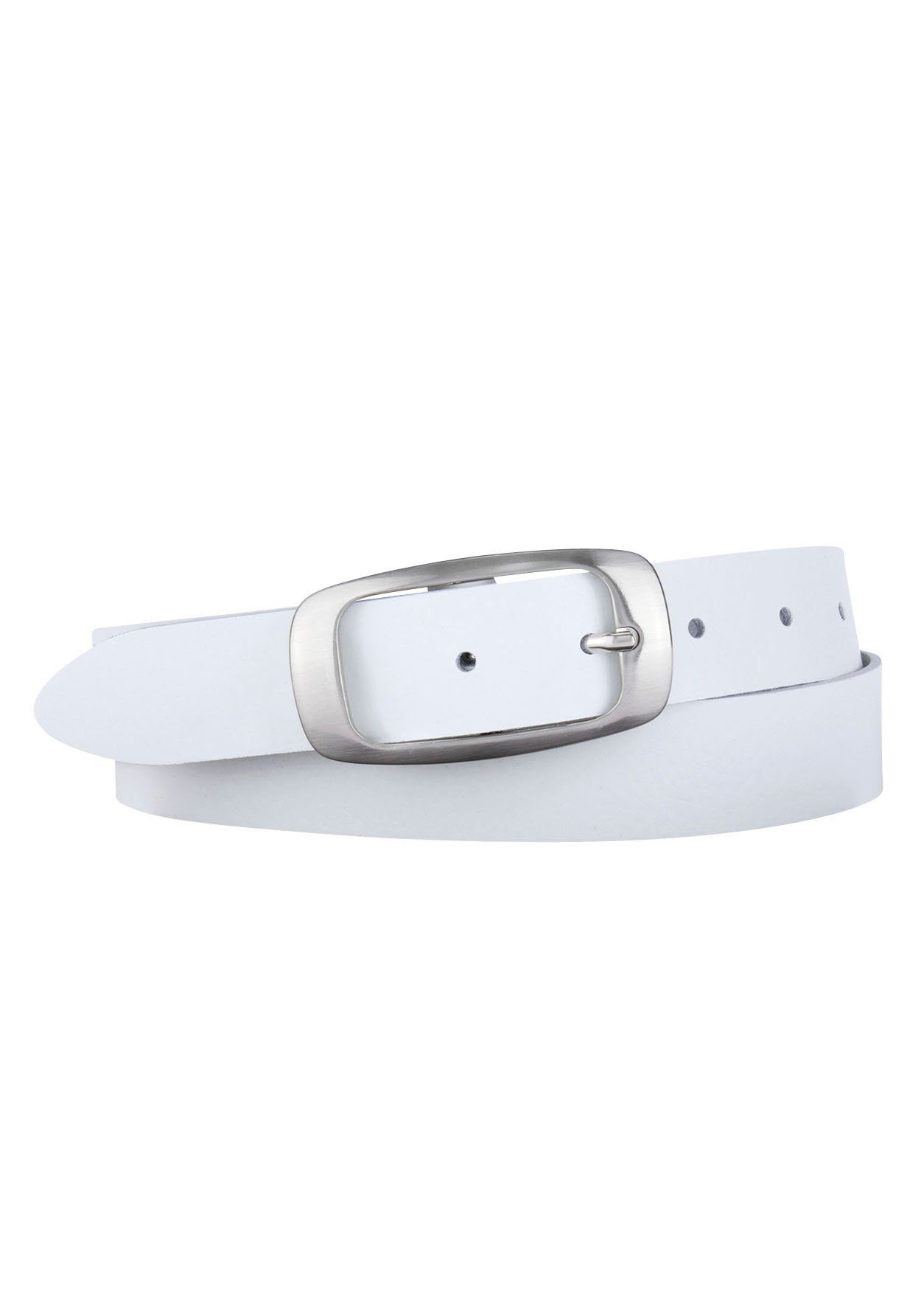 BERND GÖTZ Leren riem in klassieke look in vele kleuren naar keuze dames brede riemen maat 100 wit