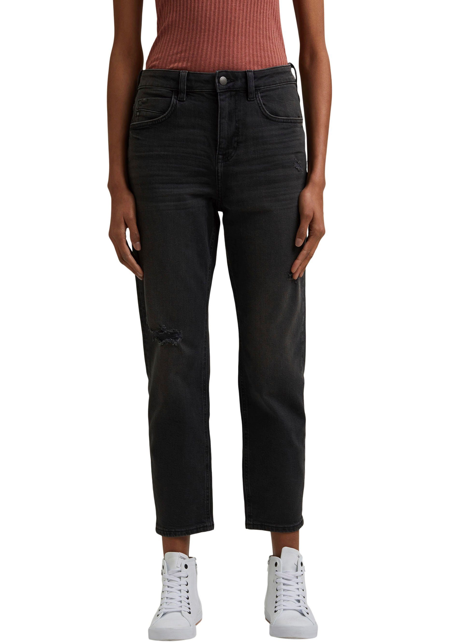 edc by esprit boyfriendjeans in straighter cropped model zwart