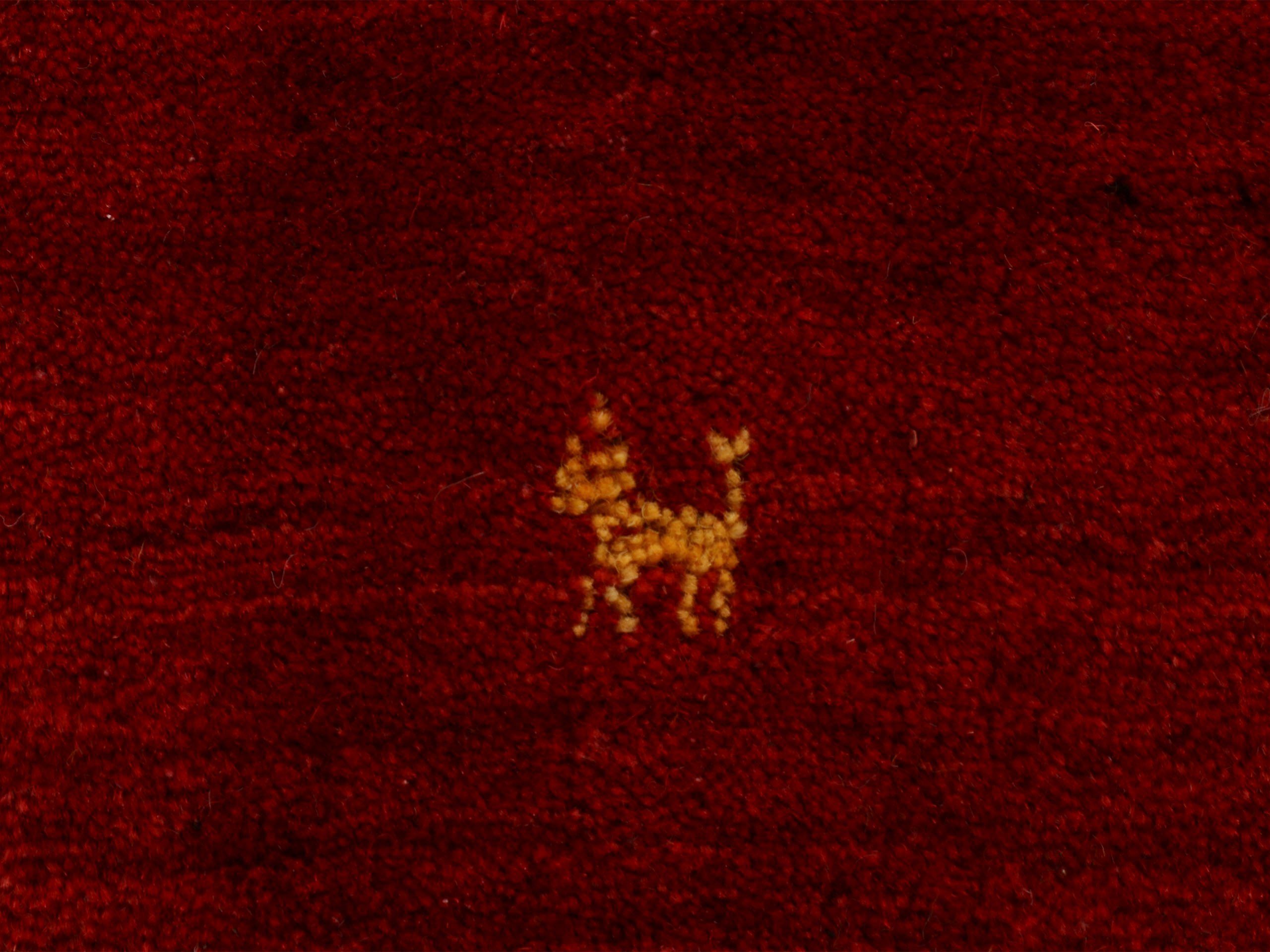 carpetfine Wollen kleed Gabbeh Uni, ook verkrijgbaar als loper en rond pure wol, handgeweven, gabbeh loom dierenmotief, grote kleurkeuze