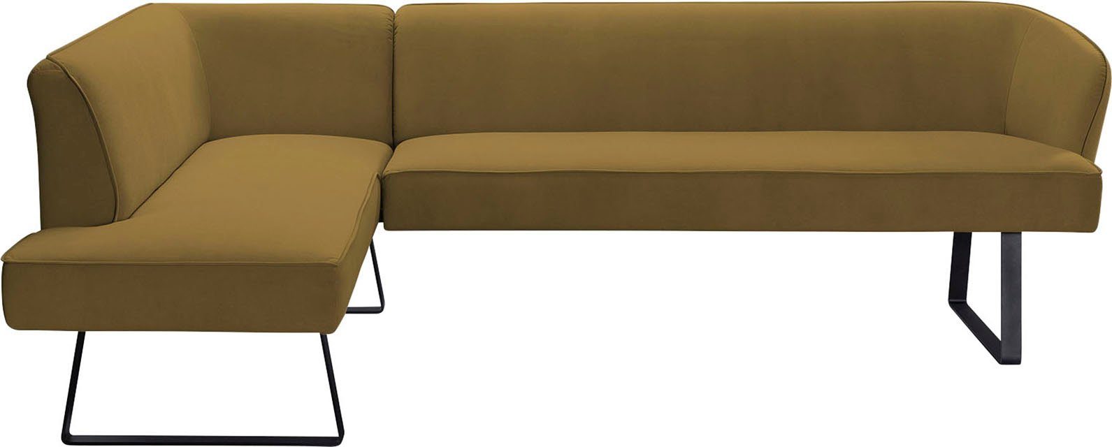 exxpo - sofa fashion Hoekbank Americano met opstaande naad en metalen poten, bekleding in verschillende kwaliteiten