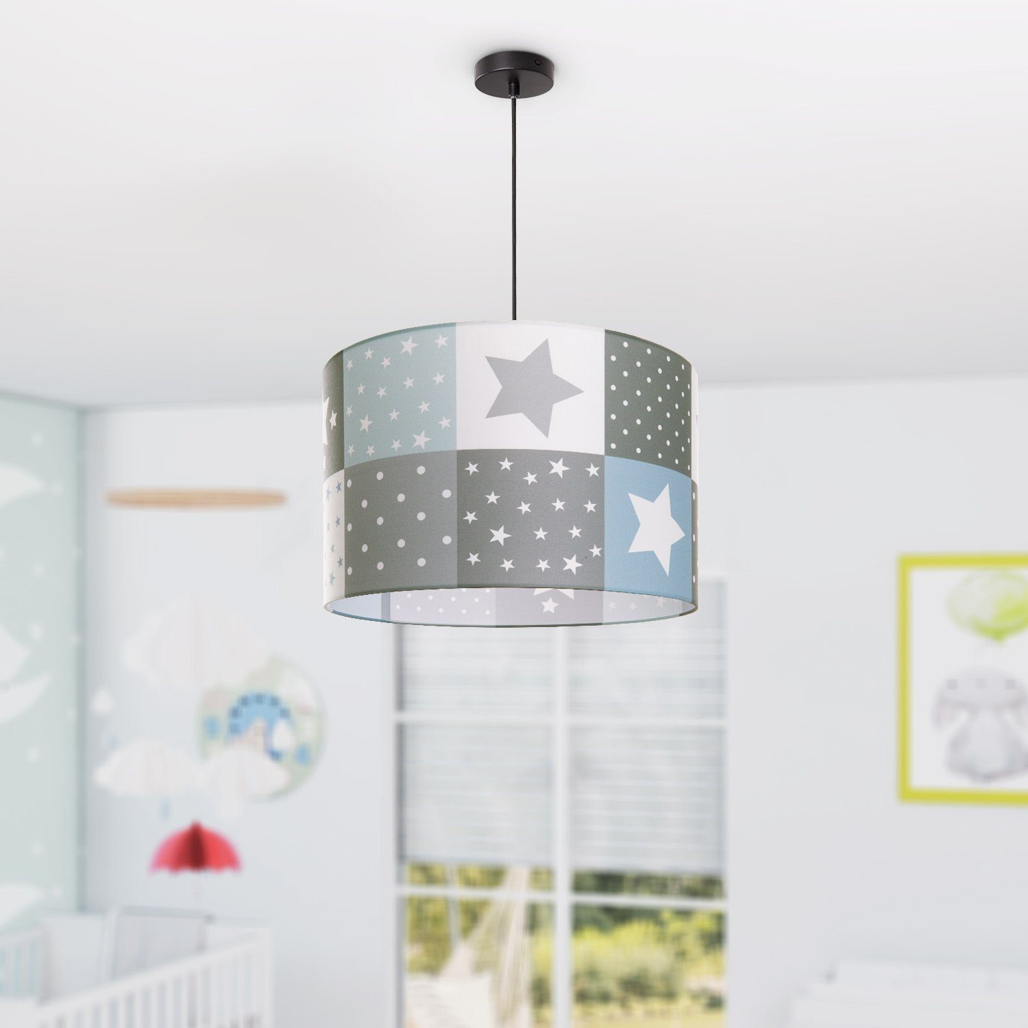 Paco Home Hanglamp Cosmo 345 Kinderlamp plafondlamp LED kinderkamer lamp sterren-motief E27