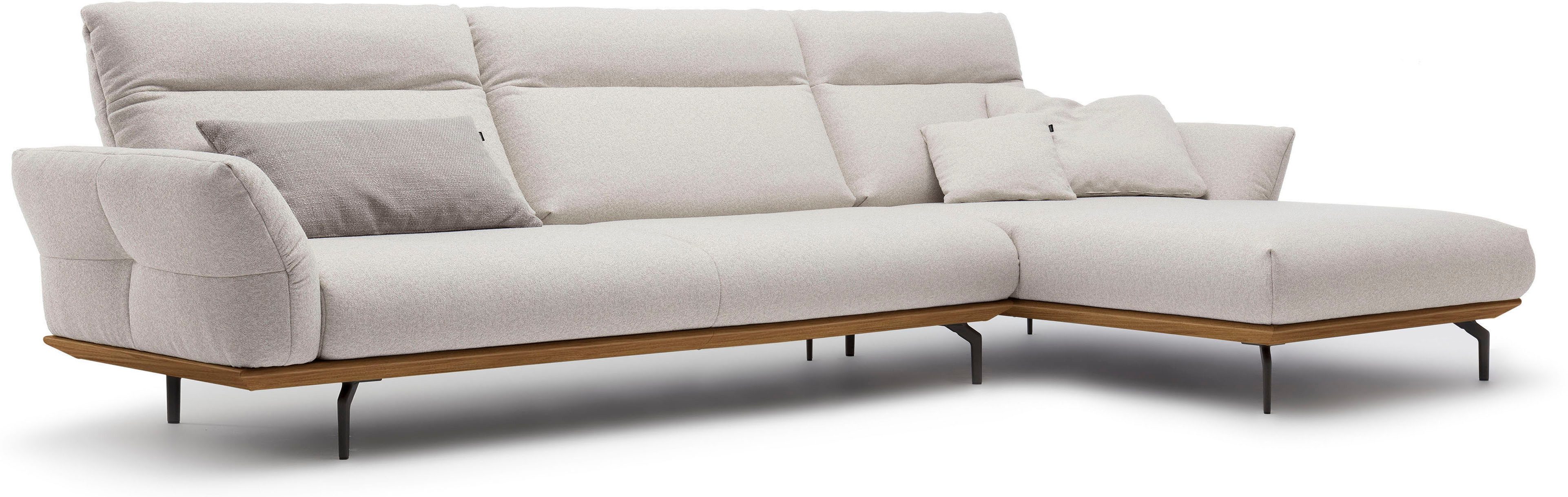 Creation BY ROLF BENZ Hoekbank CR.460 Sokkel in walnotenhout, onderstel in umbra grijs, breedte 338 cm