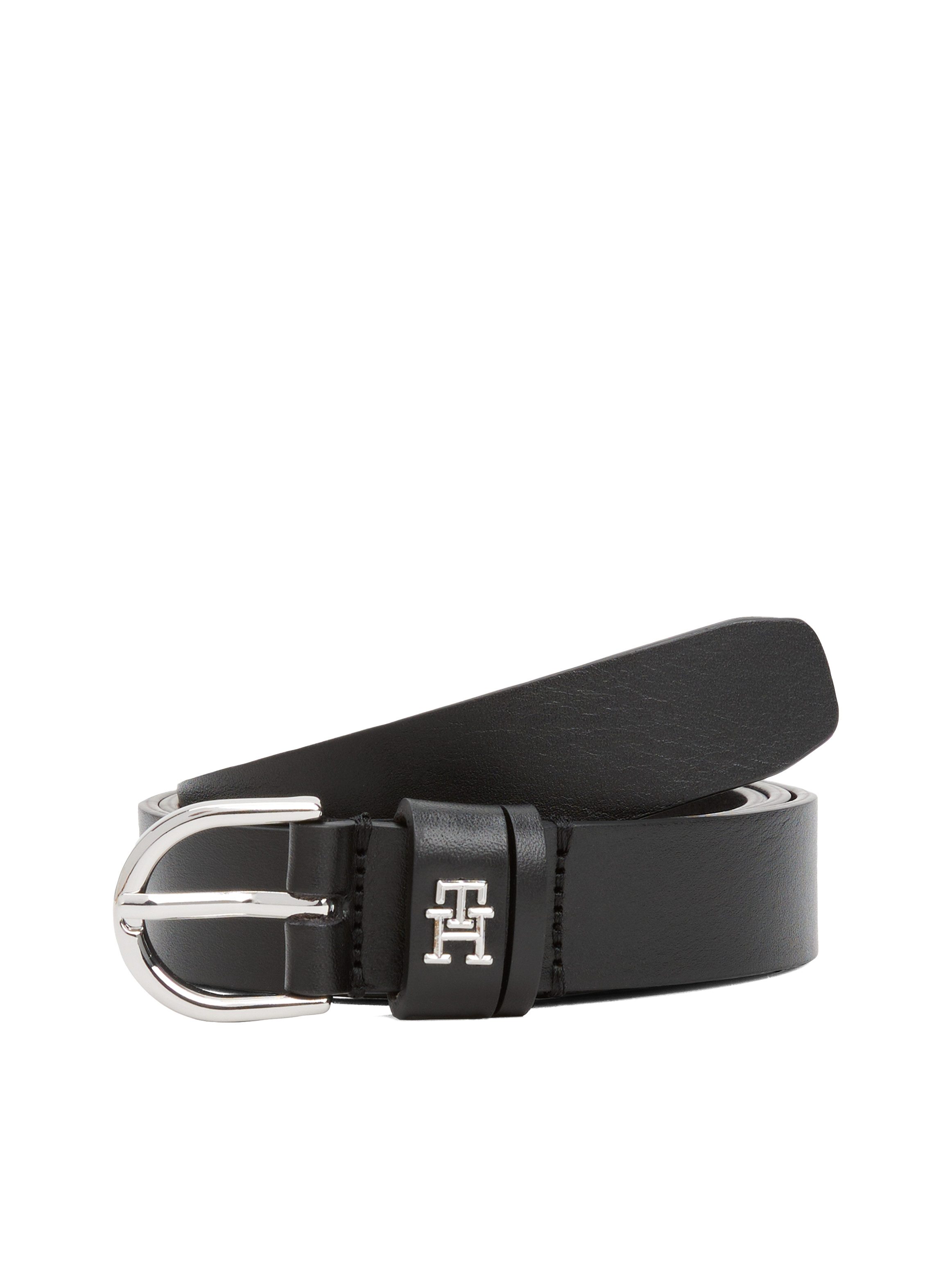 Tommy Hilfiger Leren riem ESSENTIAL EFFORTLESS 2.5 SILVER Eenvoudige doornsluiting, metalen embleem