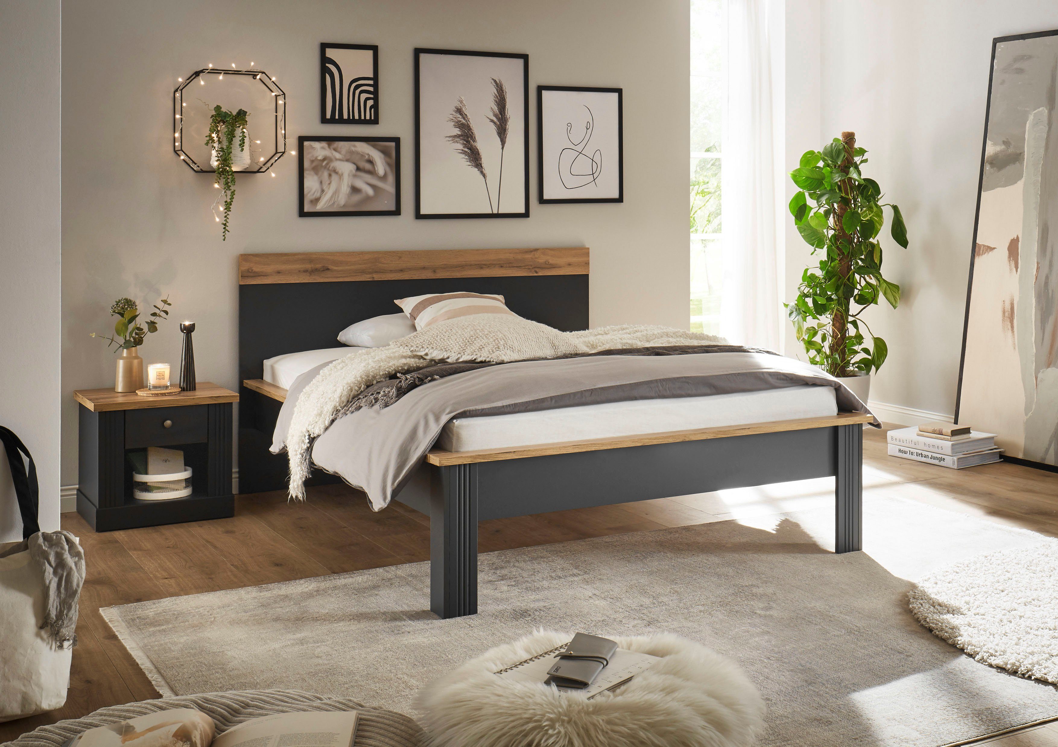 Home affaire 1-persoonsledikant WESTMINSTER bed in landelijke stijl, tweepersoonsbed, bedframe in verschillende kleuren beschikbaar, ligoppervlak 90/140/180x200 cm