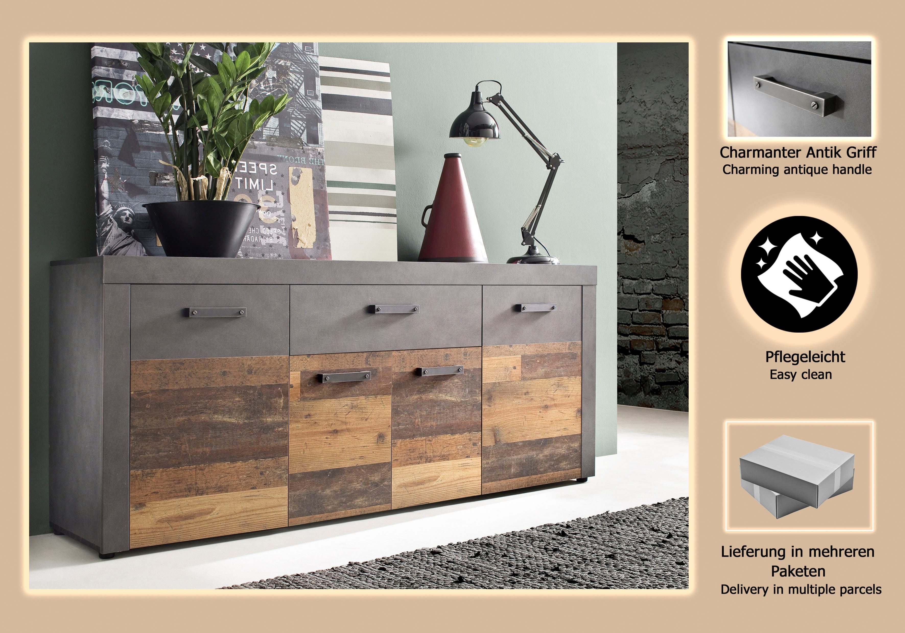 INOSIGN Dressoir Ilana Commode met lade en 8 vakken, breedte 178 cm