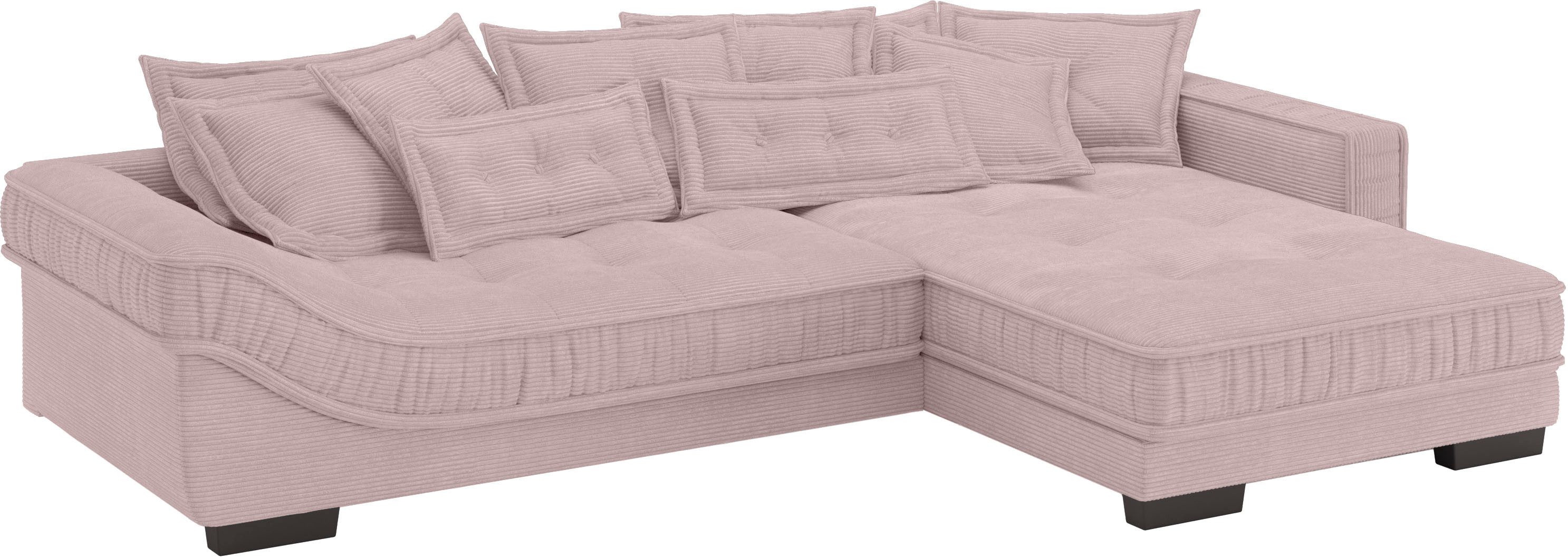 Mr. Couch Hoekbank Diwan II DuraFlex L-vorm DuraFlex koudschuim bekleding, tot 140 kg, 4 bekledingskwaliteiten roze, hoekbanken, mega-Recamiere rechts