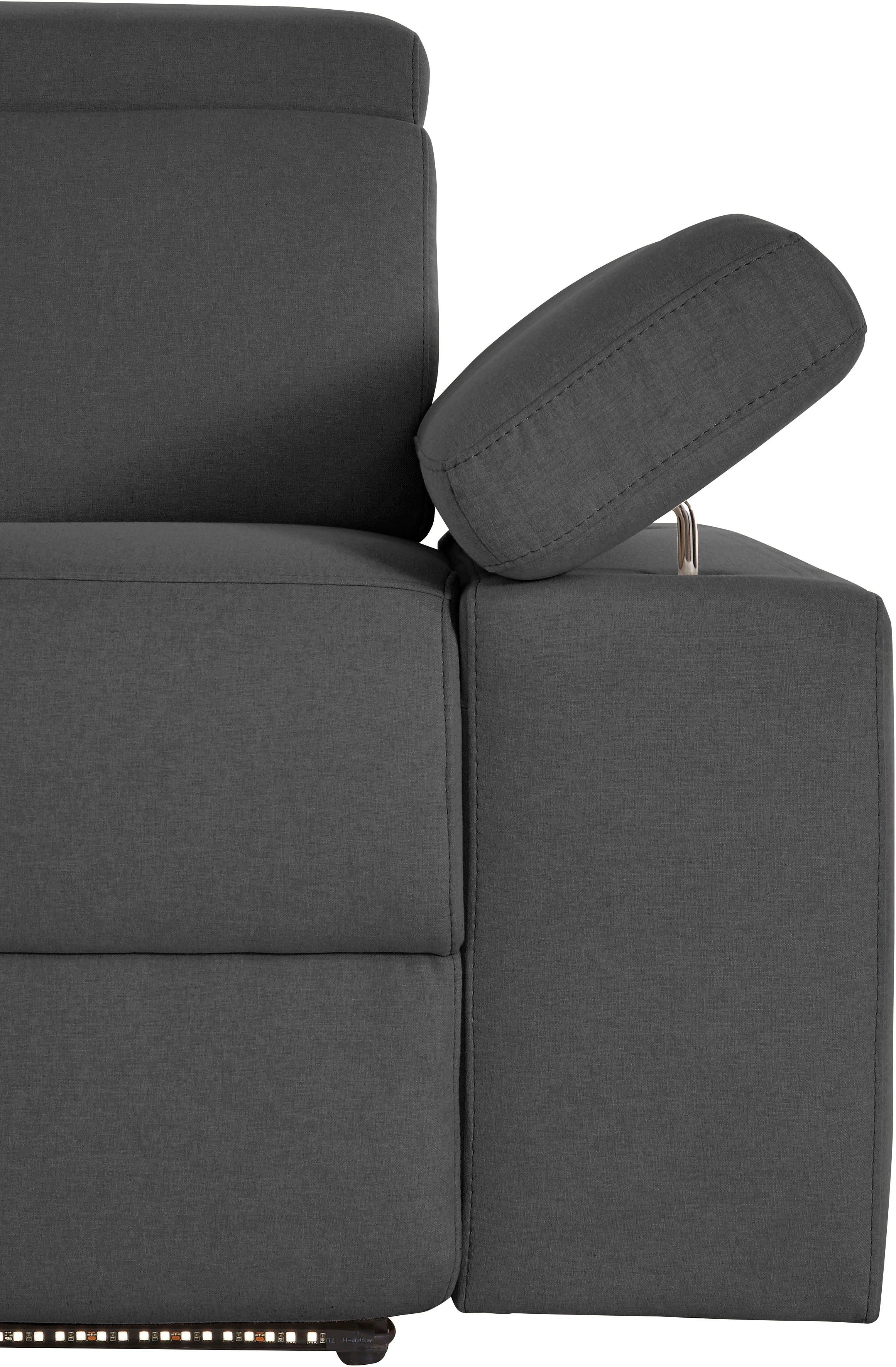 Places of Style 3-zitsbank Kilado met 2x relaxfunctie, verstelbare armleuning, verstelbare hoofdsteun