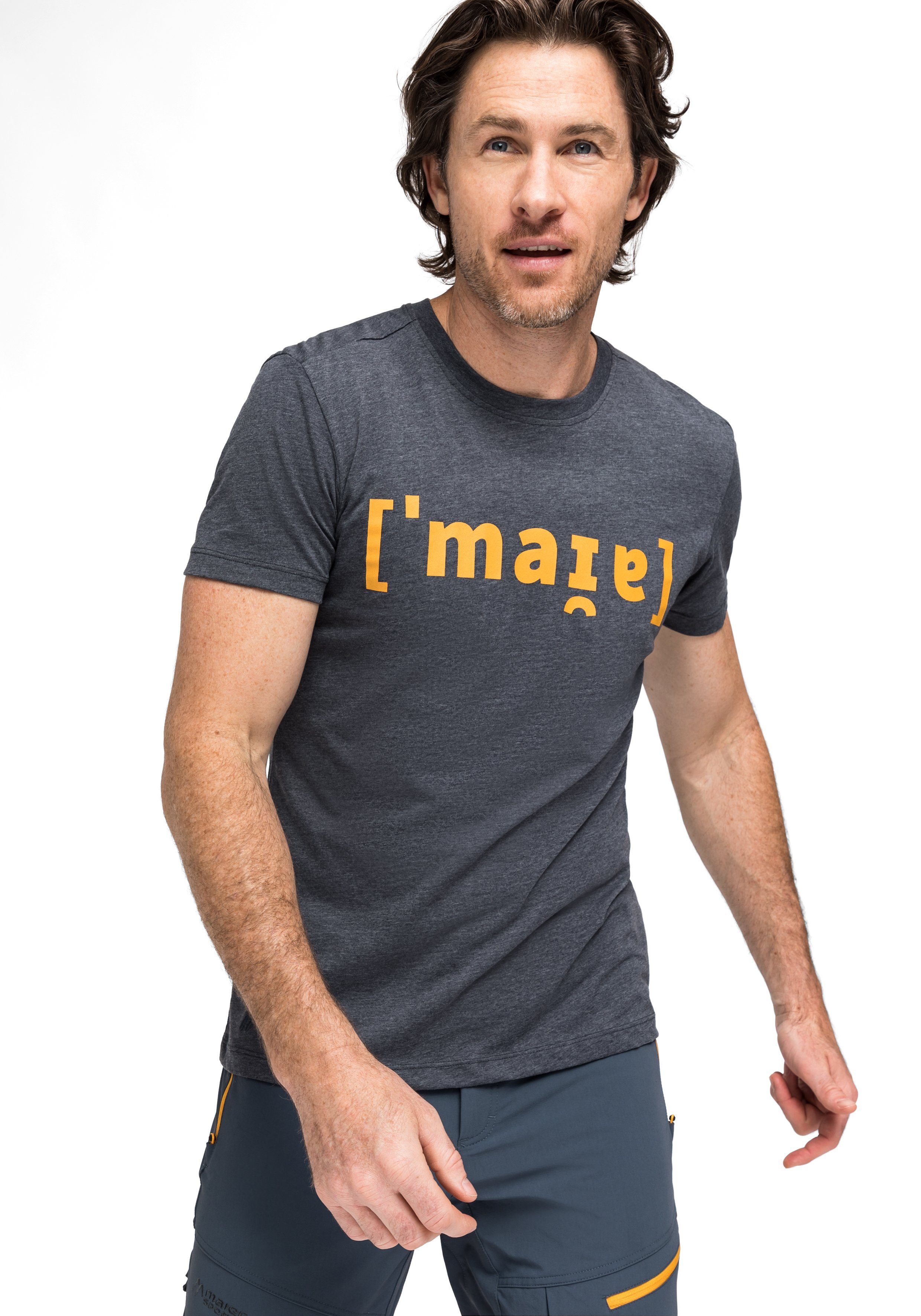 Maier Sports T-shirt Phonetic Tee M Heren T-shirt met print voor wandelen en vrije tijd