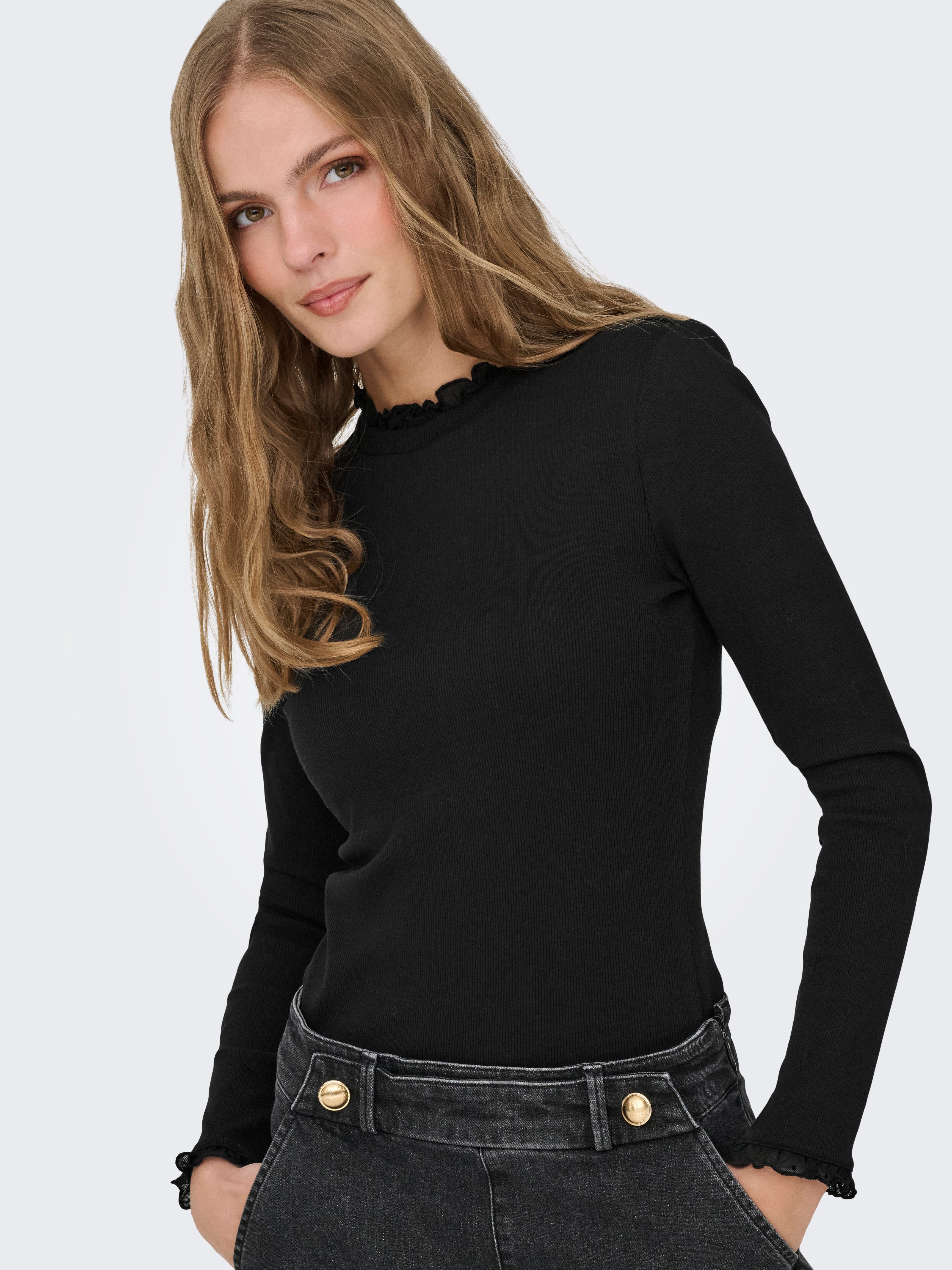 Only Shirt met lange mouwen ONLLESLIE L/S LACE MIX TOP JRS