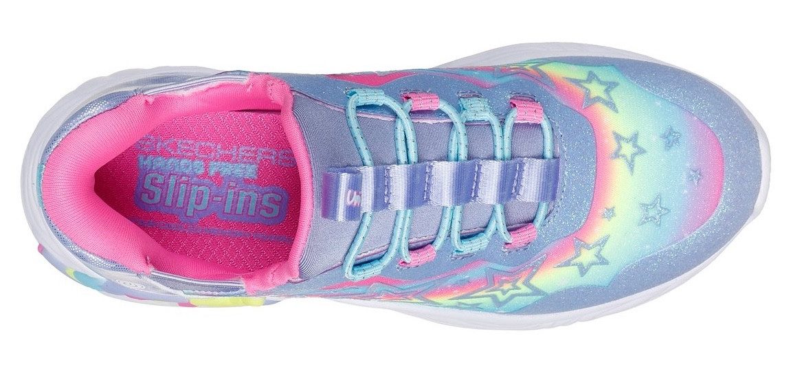 Skechers Slip-on sneakers UNICORN DREAMS LIGHTS , glitter-blink schoen om in te glijden, maat sjabloon om te downloaden