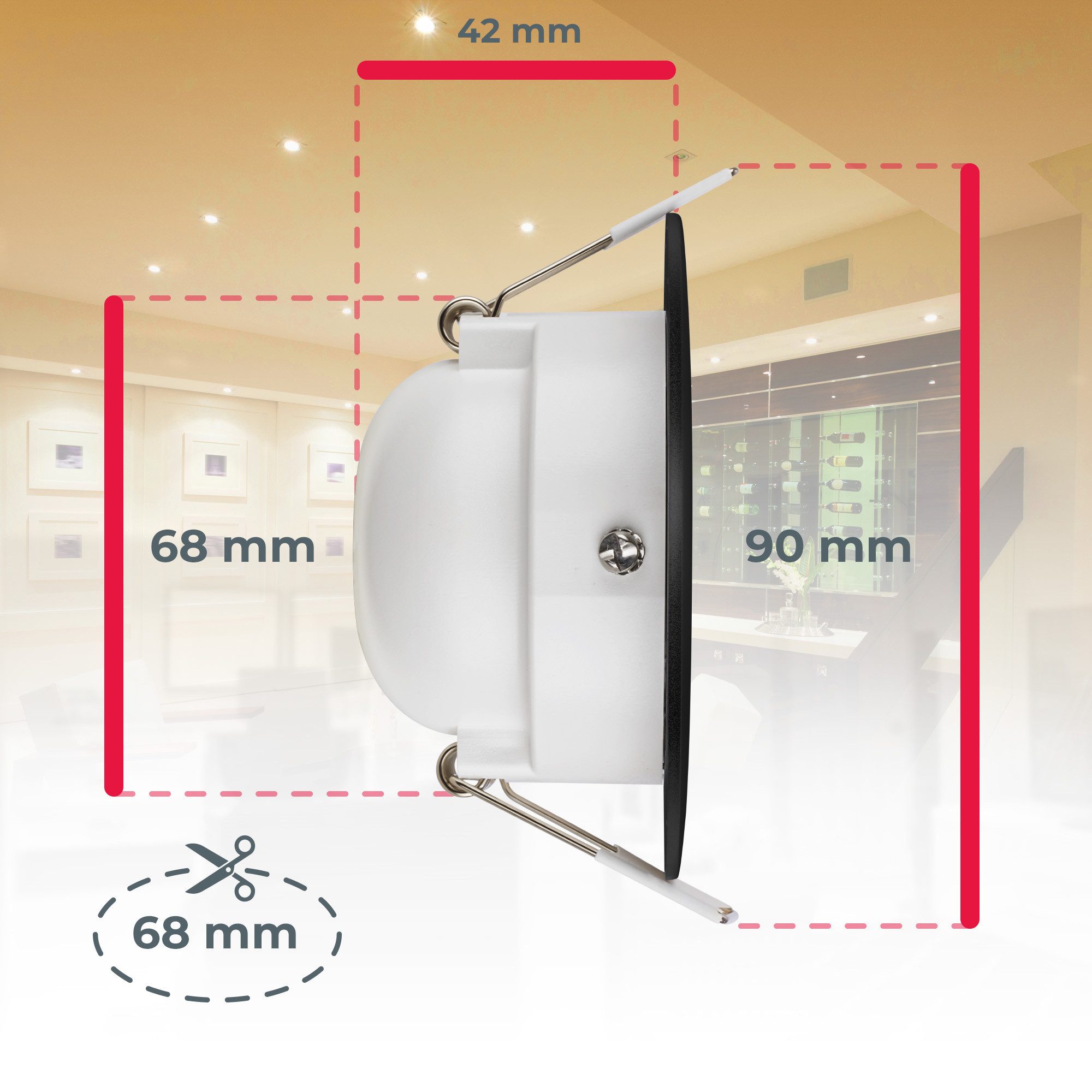 B.K.Licht Ledinbouwlamp 5-pack badkamer inbouwspots, IP65, dimbare plafondspots (5 stuks)
