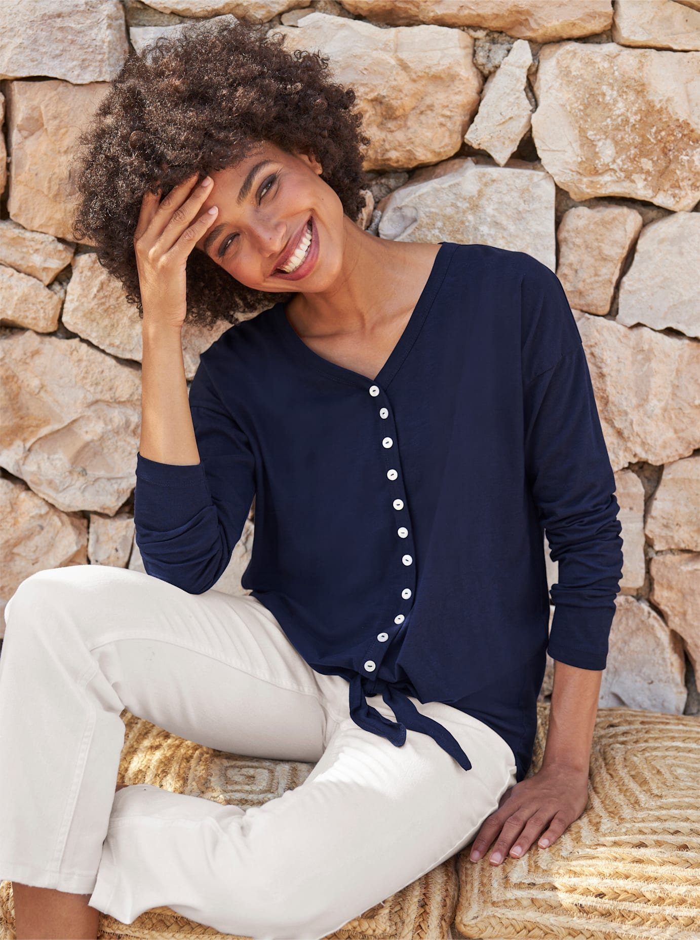 heine Shirt met lange mouwen Shirt (1-delig) dames longsleeves maat 48 blauw
