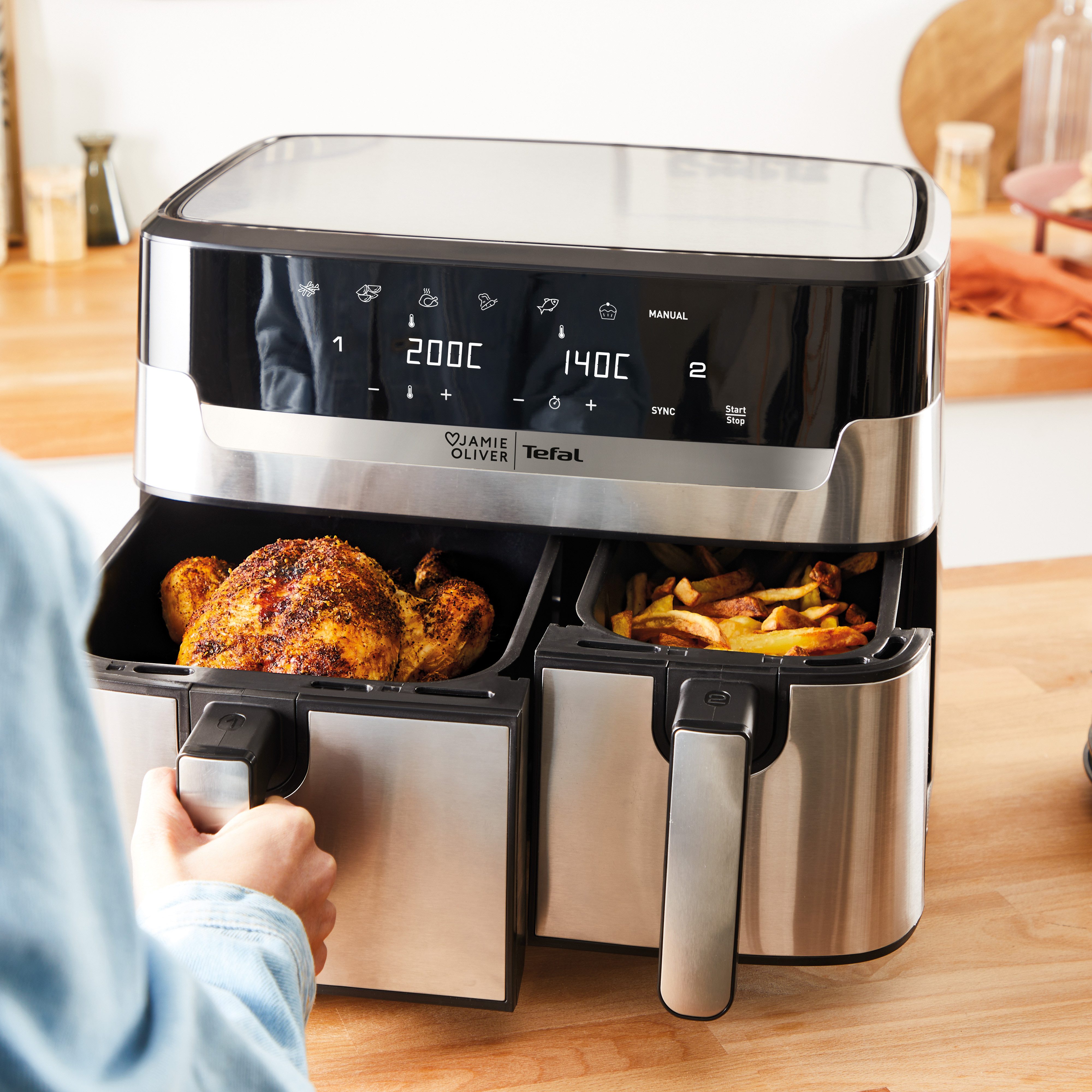 Tefal Airfryer Jamie Oliver by Tefal EY90JDE Dual Easy Fry & Grill