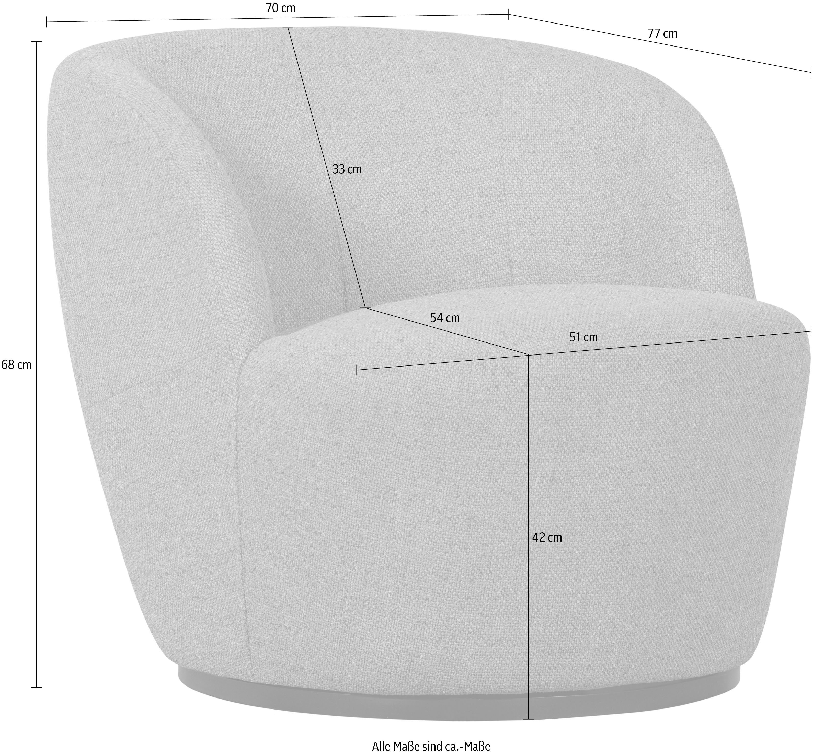 WOOOD Draaibare fauteuil Serra in elke richting draaibaar, ronde vorm, h 68 cm x b 70 cm
