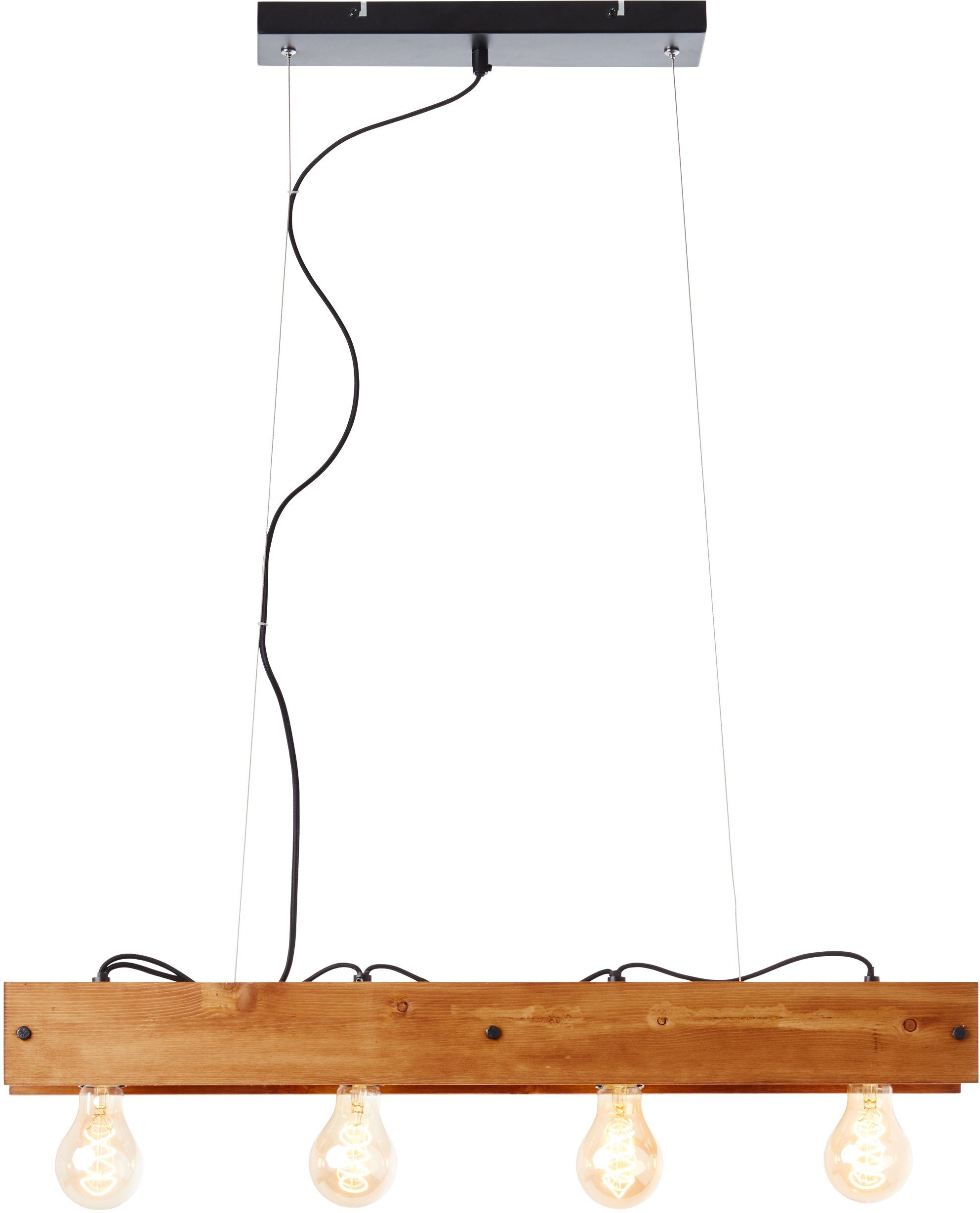 Brilliant Leuchten Hanglamp Calandra 150 cm hoogte, 75 cm breedte, 4 x e27, metaal/hout, zwart/hout (1 stuk)